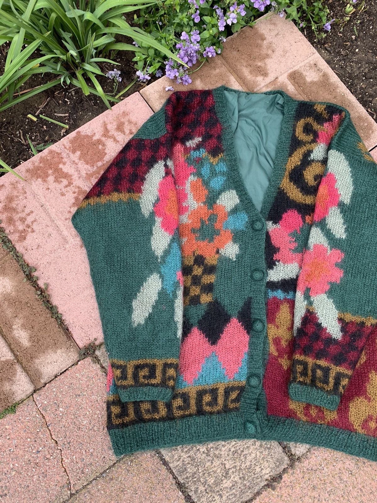 Japanese Brand RARE GRAIL vintage mohair patchwork cardigan sweater Size US M / EU 48-50 / 2 - 2 Thumbnail