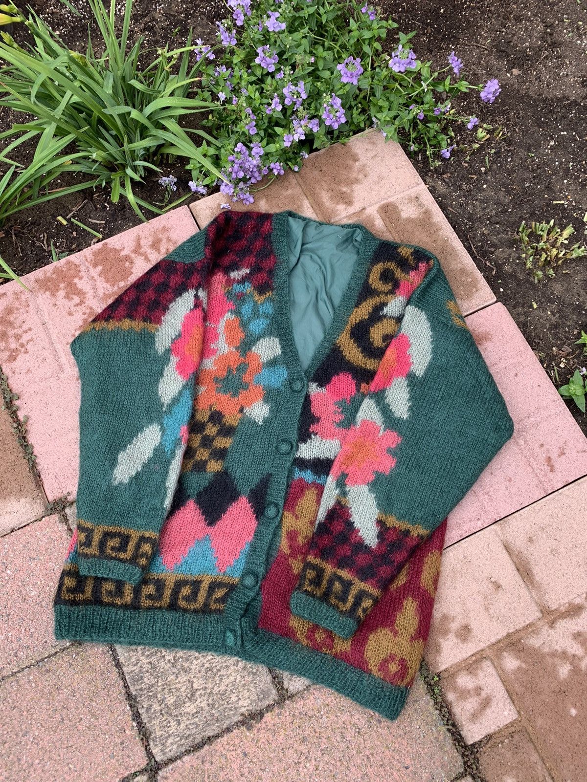 Japanese Brand RARE GRAIL vintage mohair patchwork cardigan sweater Size US M / EU 48-50 / 2 - 4 Thumbnail