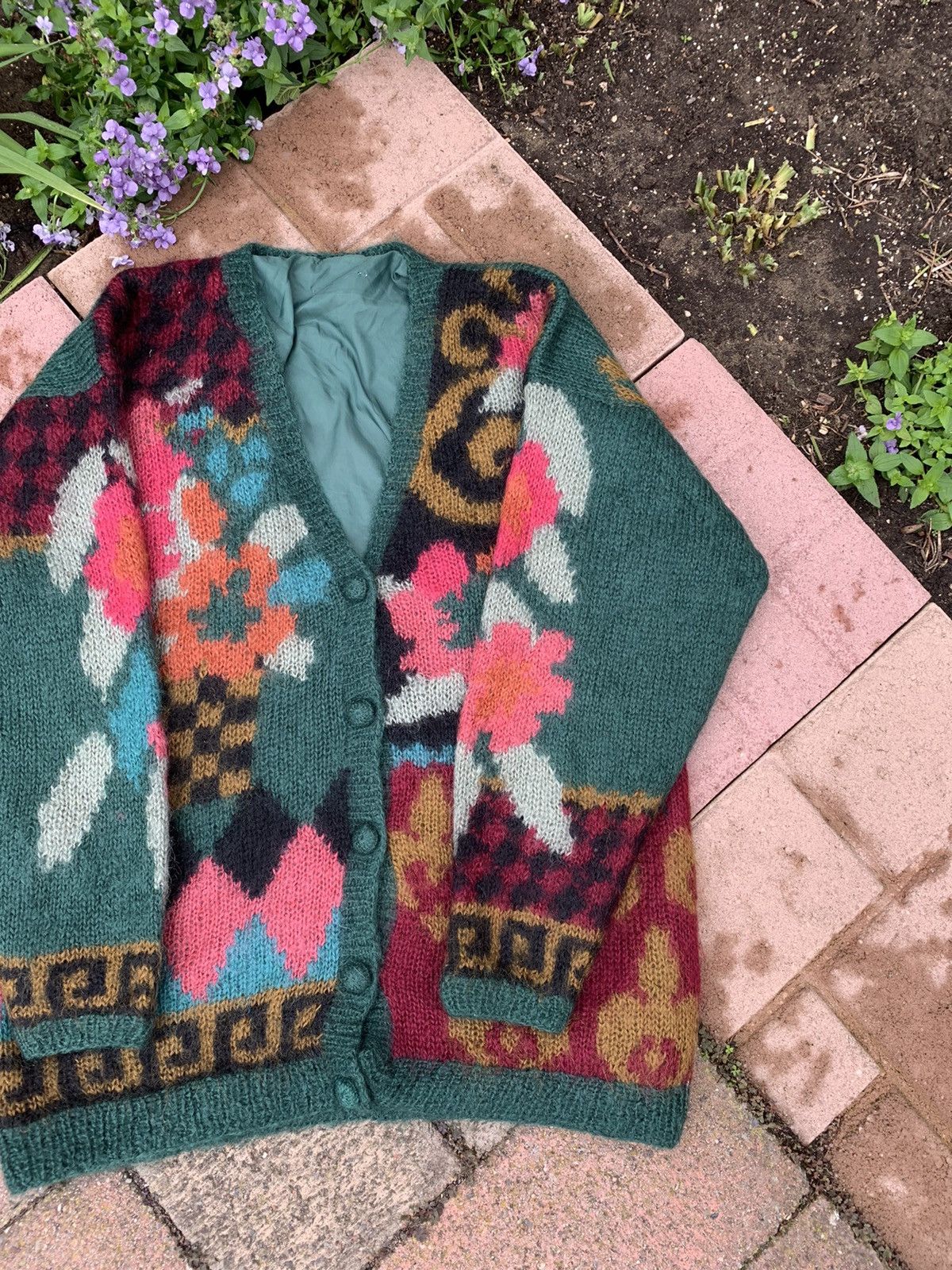 Japanese Brand RARE GRAIL vintage mohair patchwork cardigan sweater Size US M / EU 48-50 / 2 - 3 Thumbnail