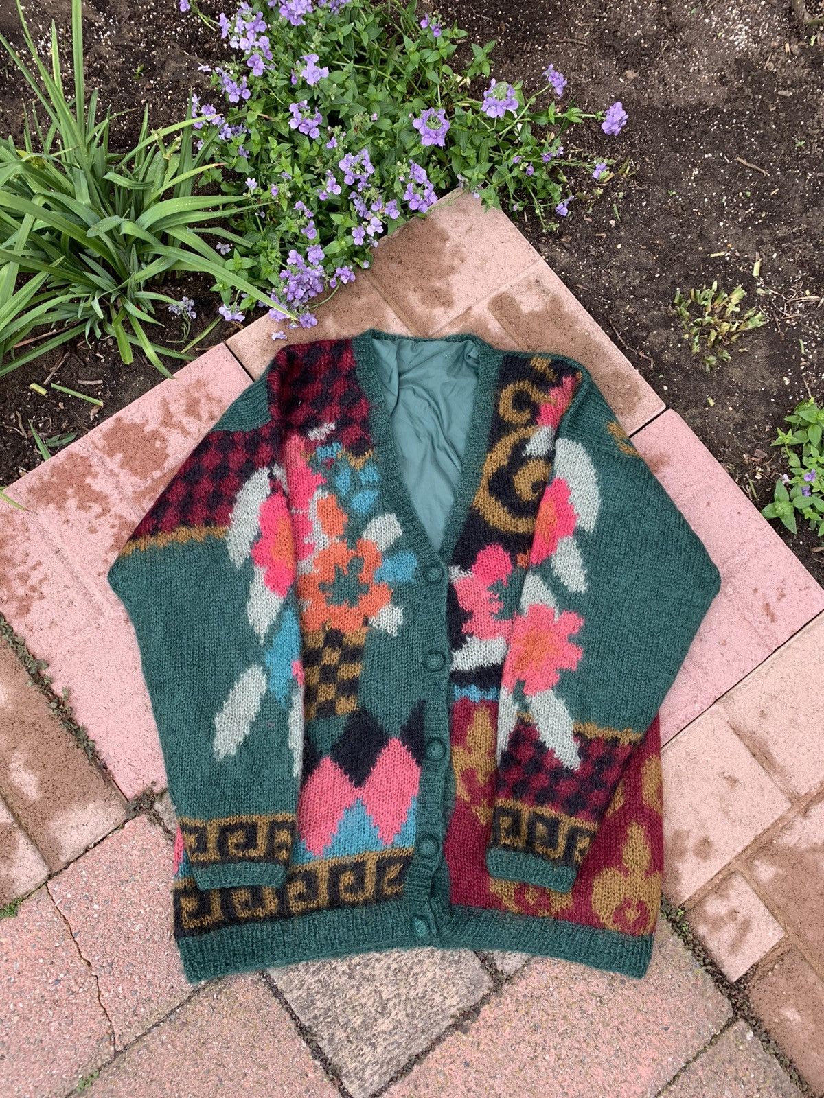 Japanese Brand RARE GRAIL vintage mohair patchwork cardigan sweater Size US M / EU 48-50 / 2 - 1 Thumbnail