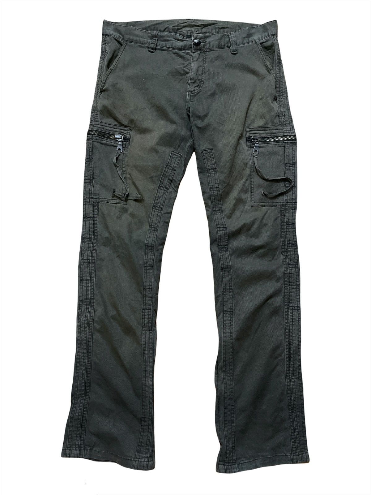 image of Archival Clothing x Military Work Riders Multipocket Cargo Pants in Olive Green, Men's (Size 33)