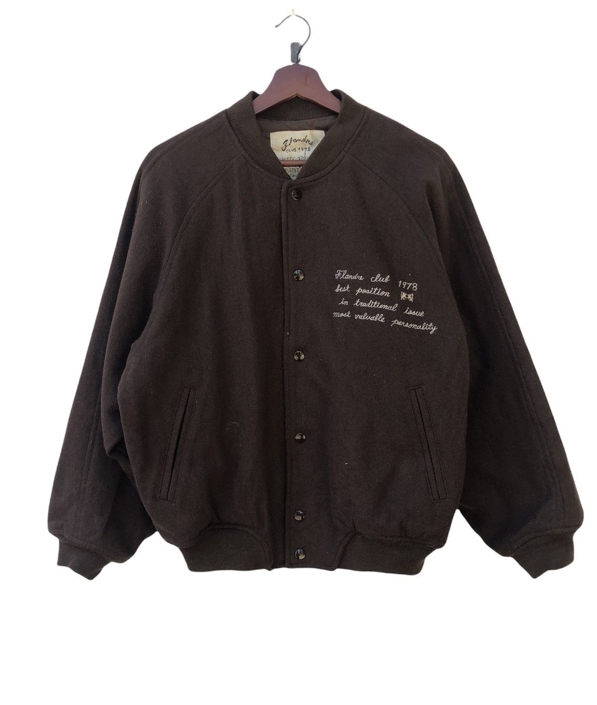 Japanese Brand Vintage Japanese brand Flandre wool varsity jacket Size US L / EU 52-54 / 3 - 1 Thumbnail