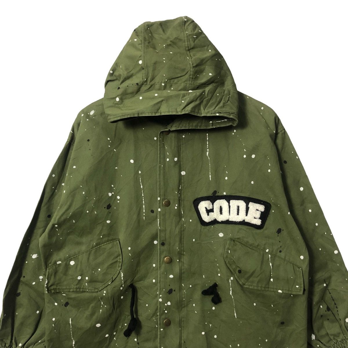Japanese Brand Vintage Barcode Dirty Painter Splash Big Logo Hoodie Jacket Size US L / EU 52-54 / 3 - 5 Thumbnail