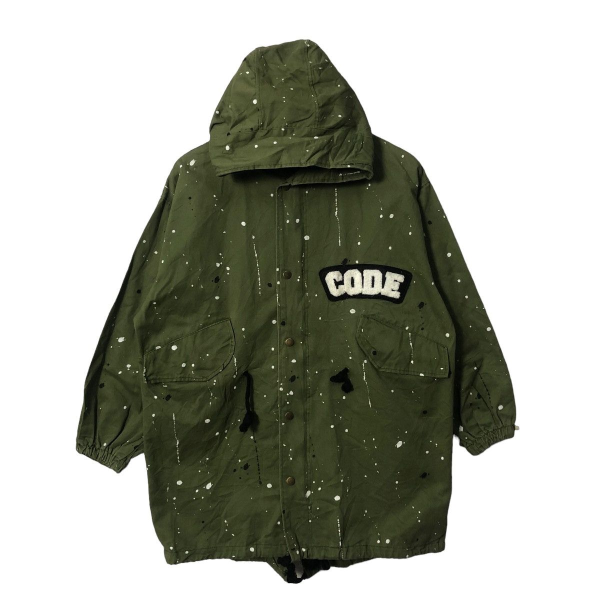 Japanese Brand Vintage Barcode Dirty Painter Splash Big Logo Hoodie Jacket Size US L / EU 52-54 / 3 - 2 Thumbnail