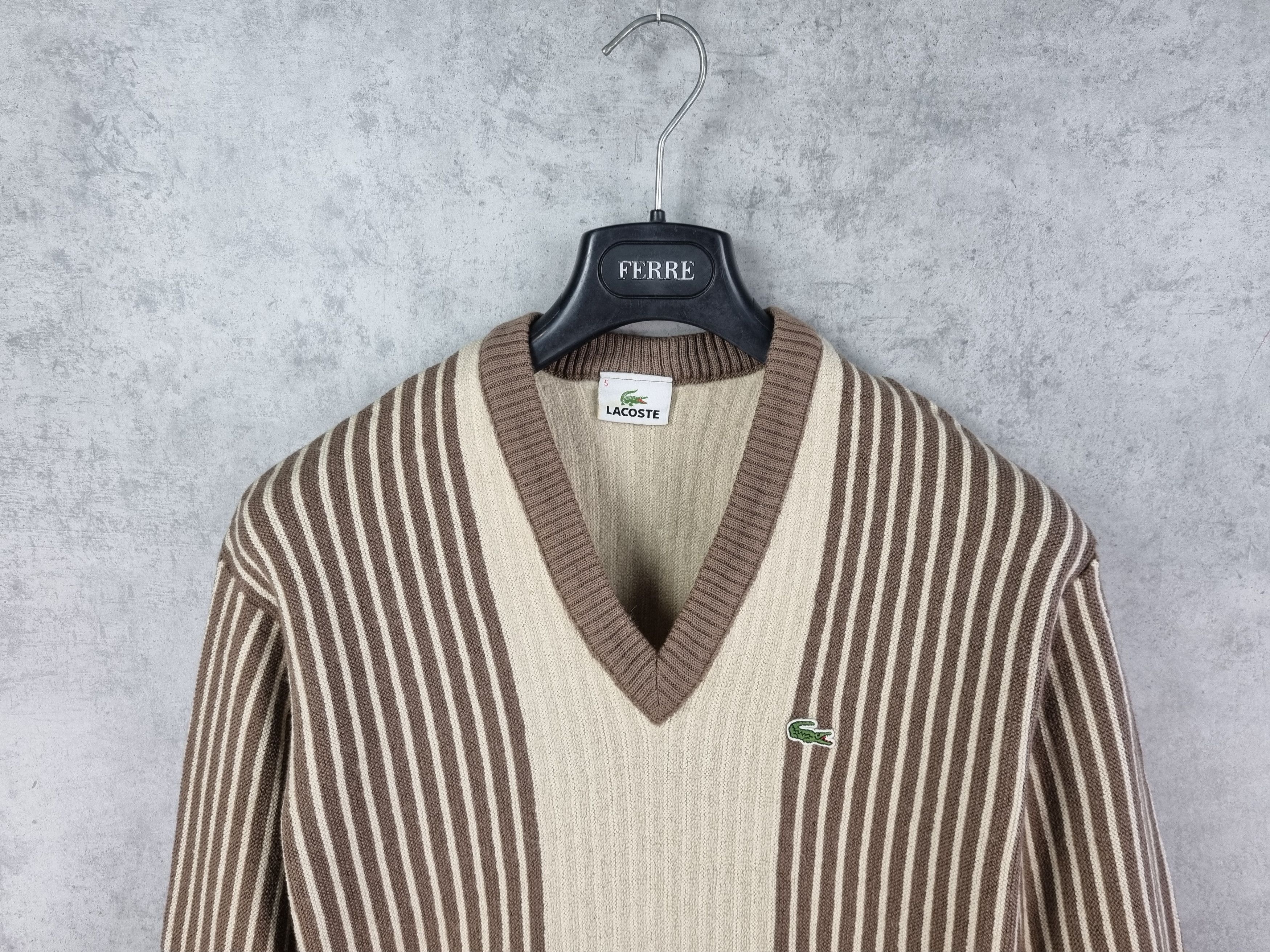 Lacoste × Vintage 90s LACOSTE Wool Knitted Stripes Sweater TYLER Style Size US S / EU 44-46 / 1 - 4 Thumbnail