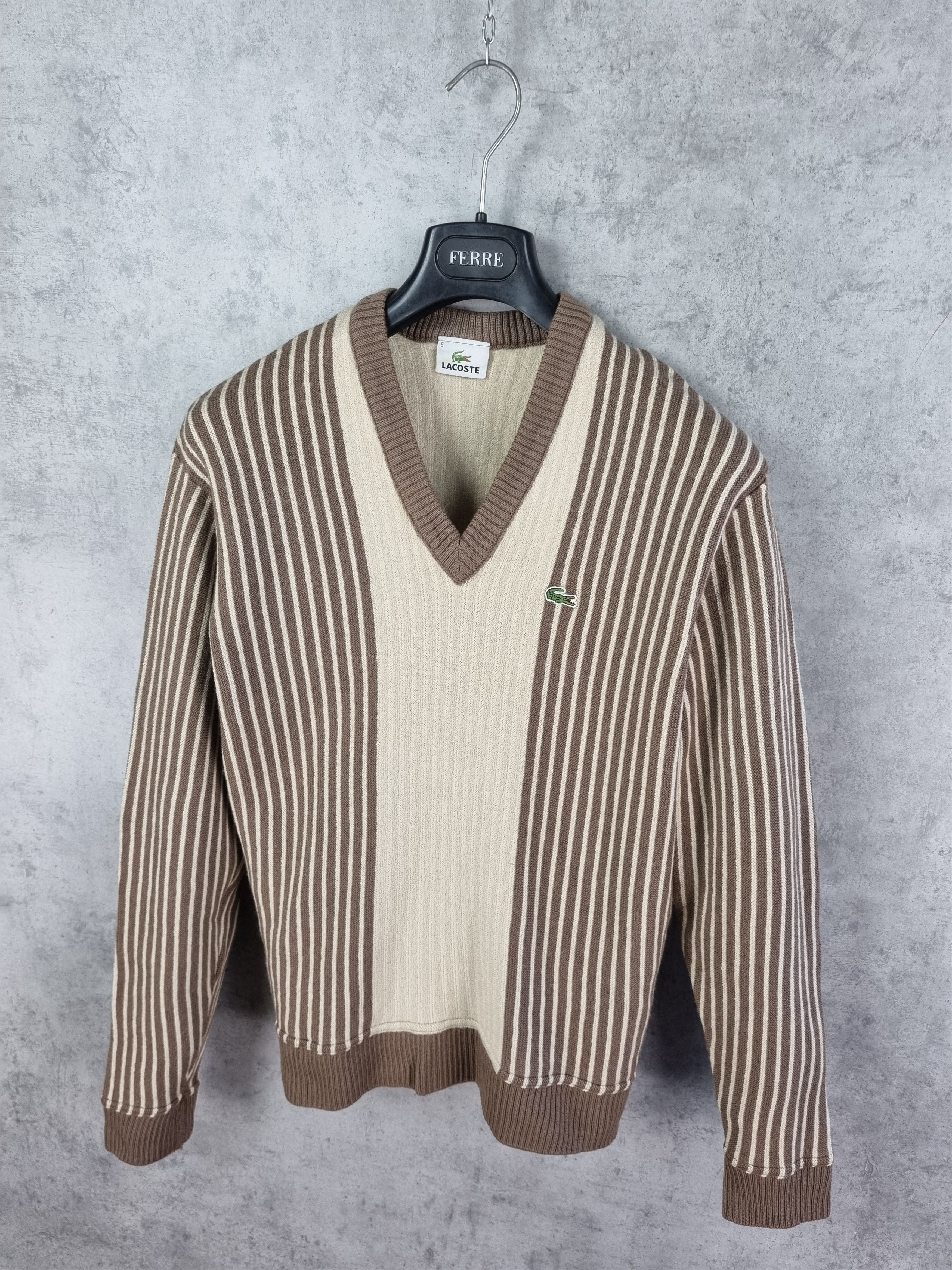 Lacoste × Vintage 90s LACOSTE Wool Knitted Stripes Sweater TYLER Style Size US S / EU 44-46 / 1 - 2 Thumbnail