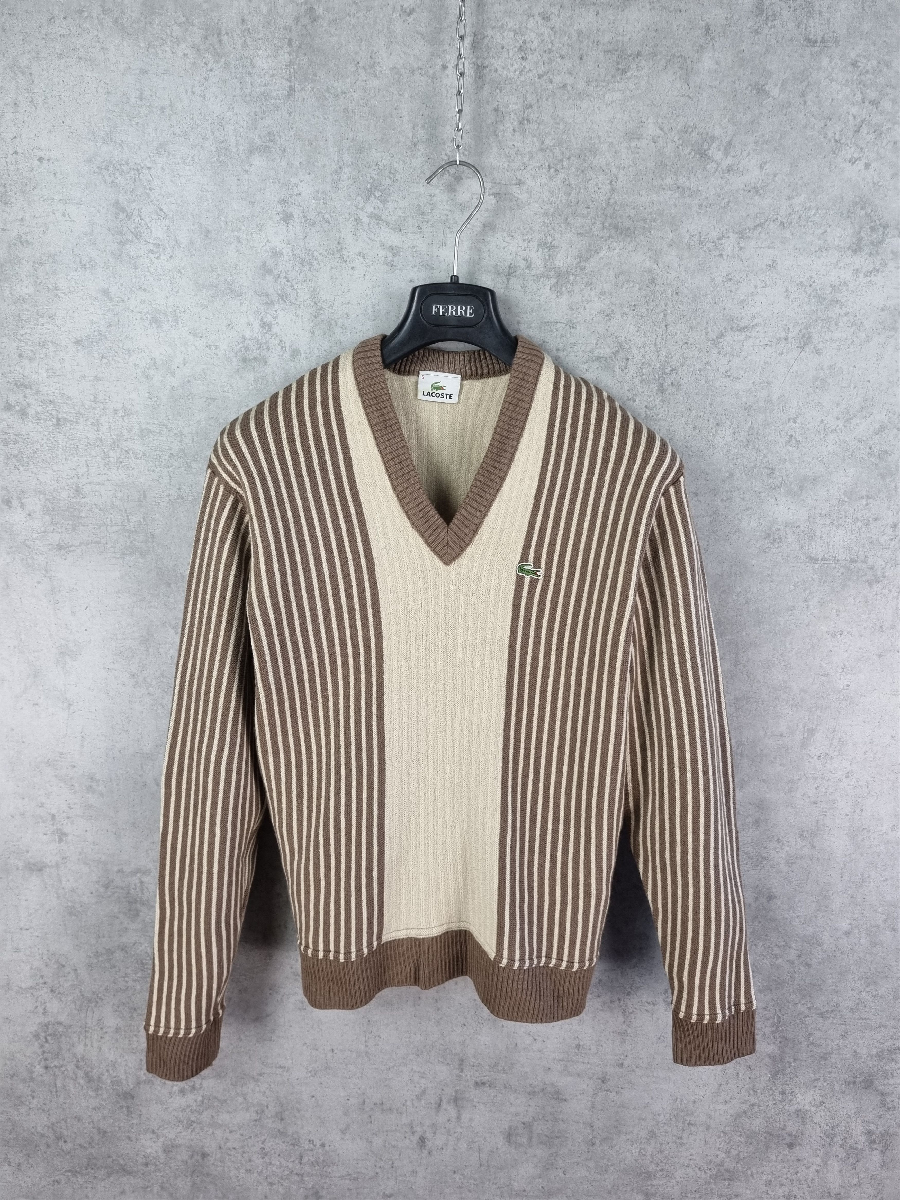 Lacoste × Vintage 90s LACOSTE Wool Knitted Stripes Sweater TYLER Style Size US S / EU 44-46 / 1 - 1 Thumbnail