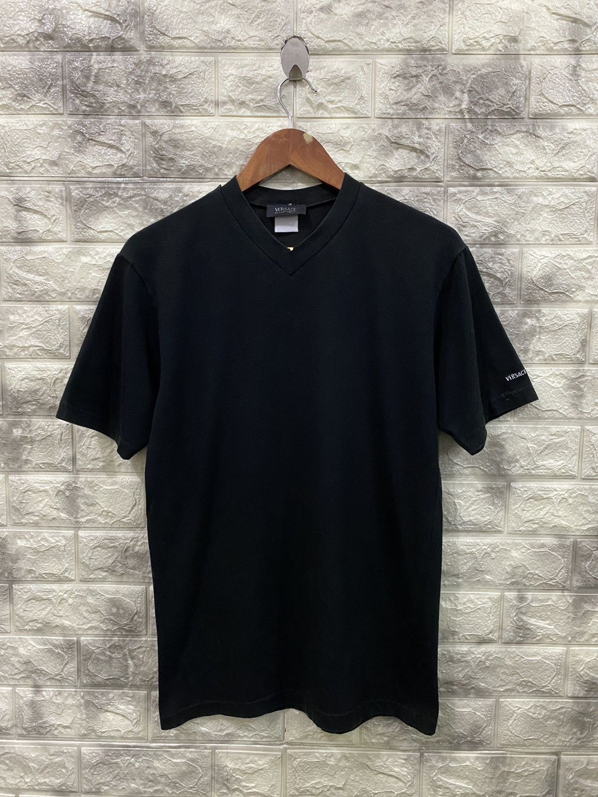 image of Versace Classic V2 Plain Black T-Shirt, Men's (Size Small)