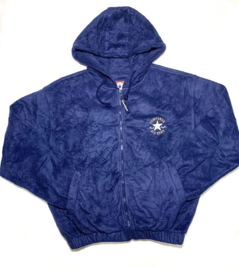 image of Converse Fleece Hoodie Back Big Spellout in Dark Blue, Men's (Size Medium)