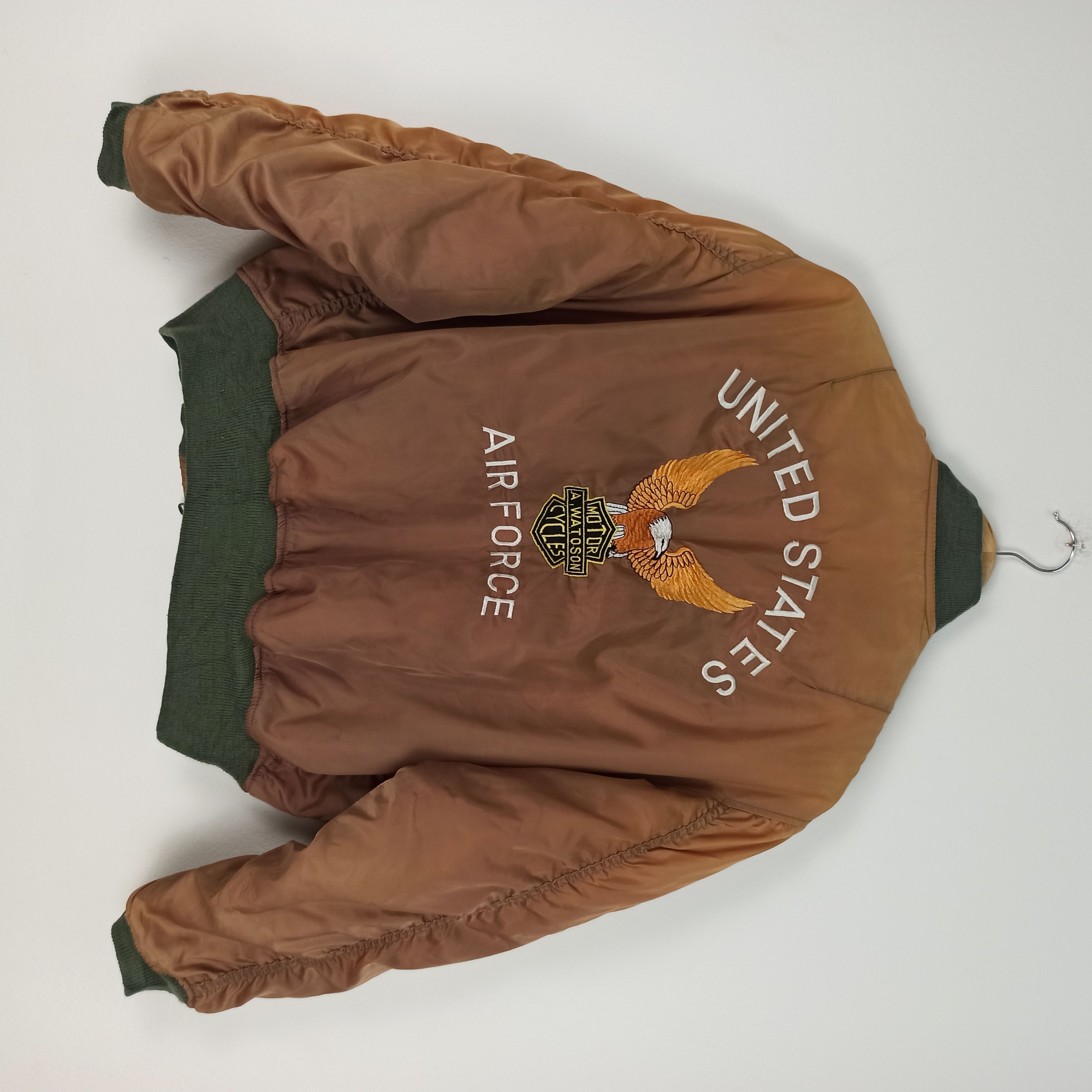 image of Steals Sun Faded Us Airforce Type Ma-1 Bomber Jacket in Brown, Men's (Size Medium)