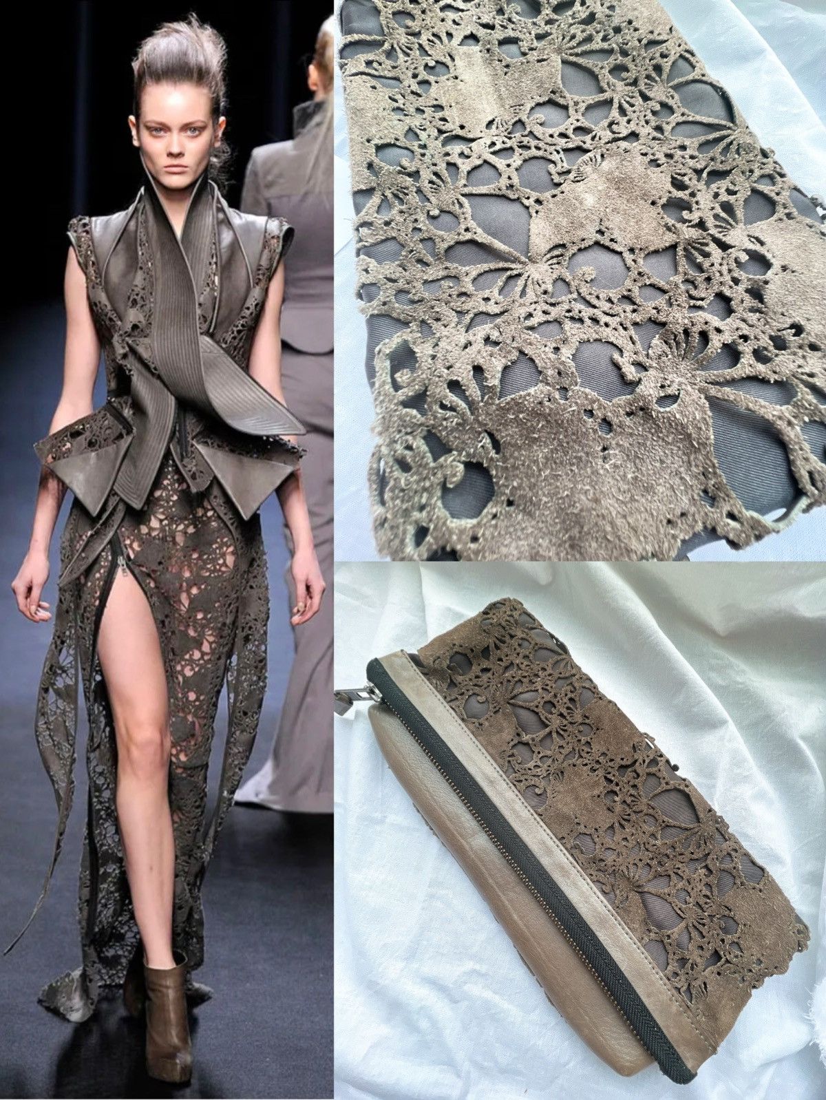 Rare!! Fall 2010 Suede Lace Leather Clutch