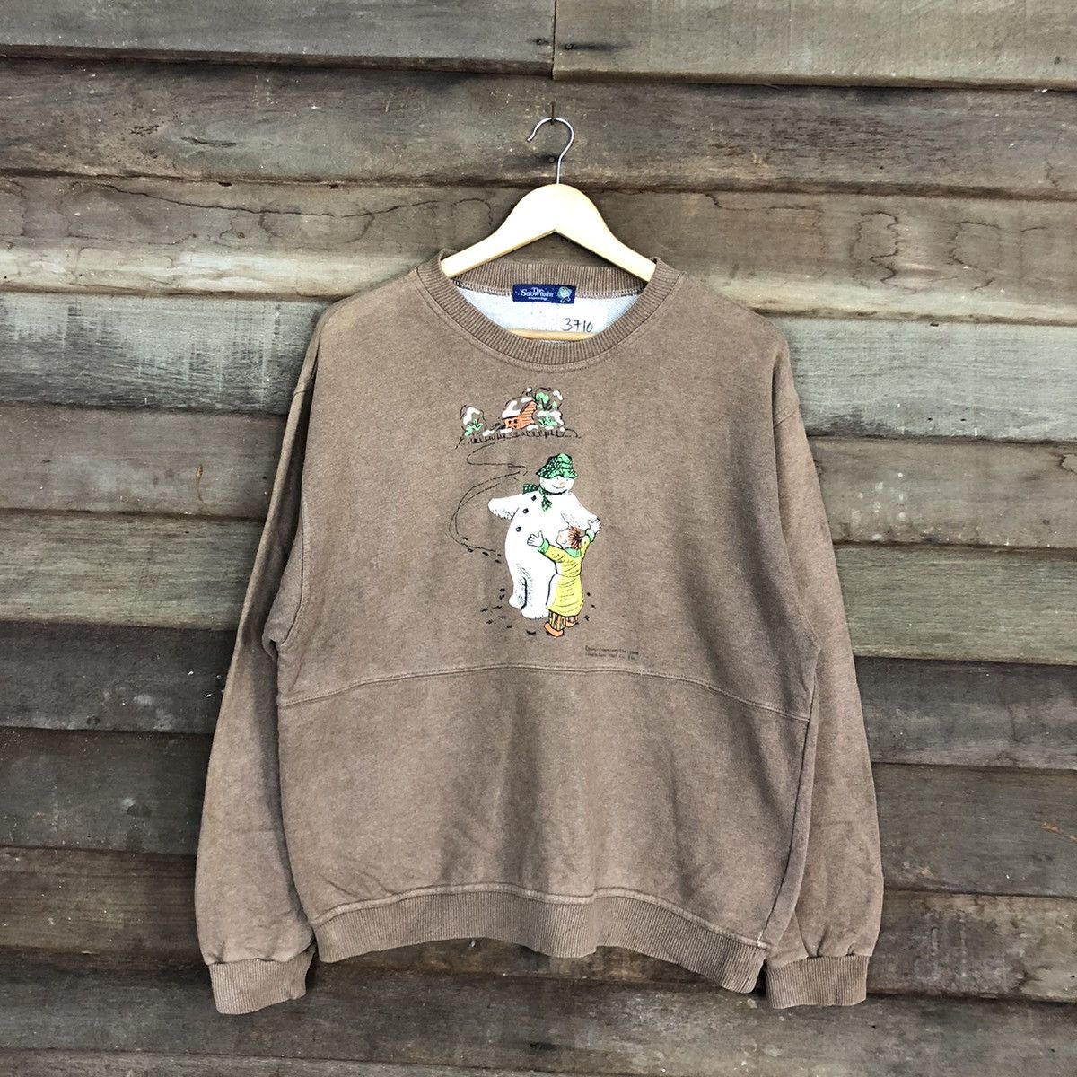 Vintage The Snowman vintage faded Brown Sweatshirt #3710 Size US L / EU 52-54 / 3 - 3 Thumbnail