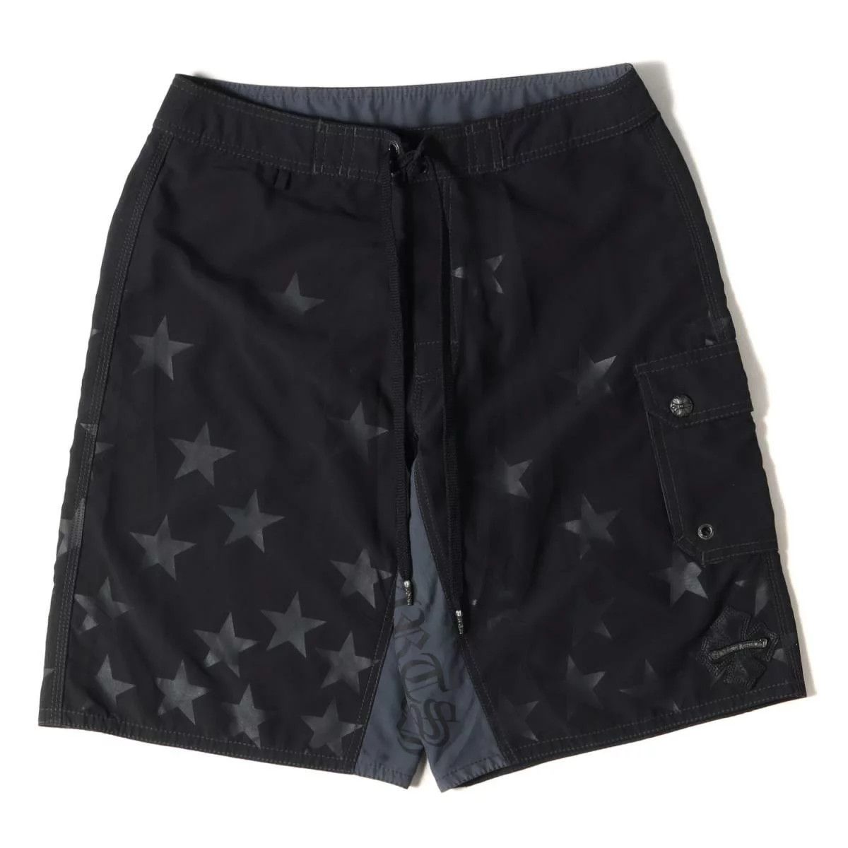 image of Chrome Hearts Nylon Star Surf Shorts in Black, Men's (Size 31)