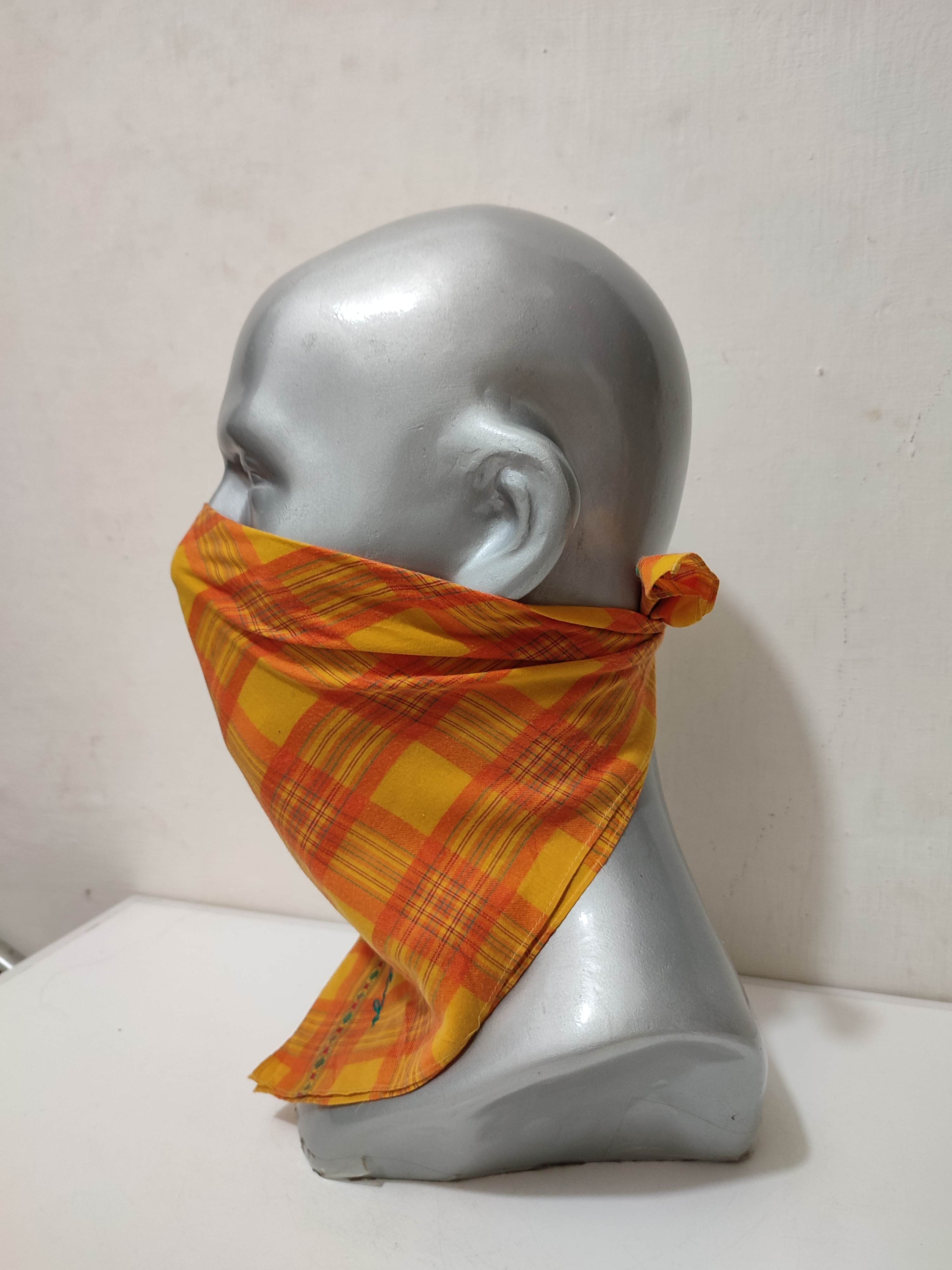Kenzo Kenzo Orange Check Handkerchief Neckerchief Bandana masked Size ONE SIZE - 5 Thumbnail