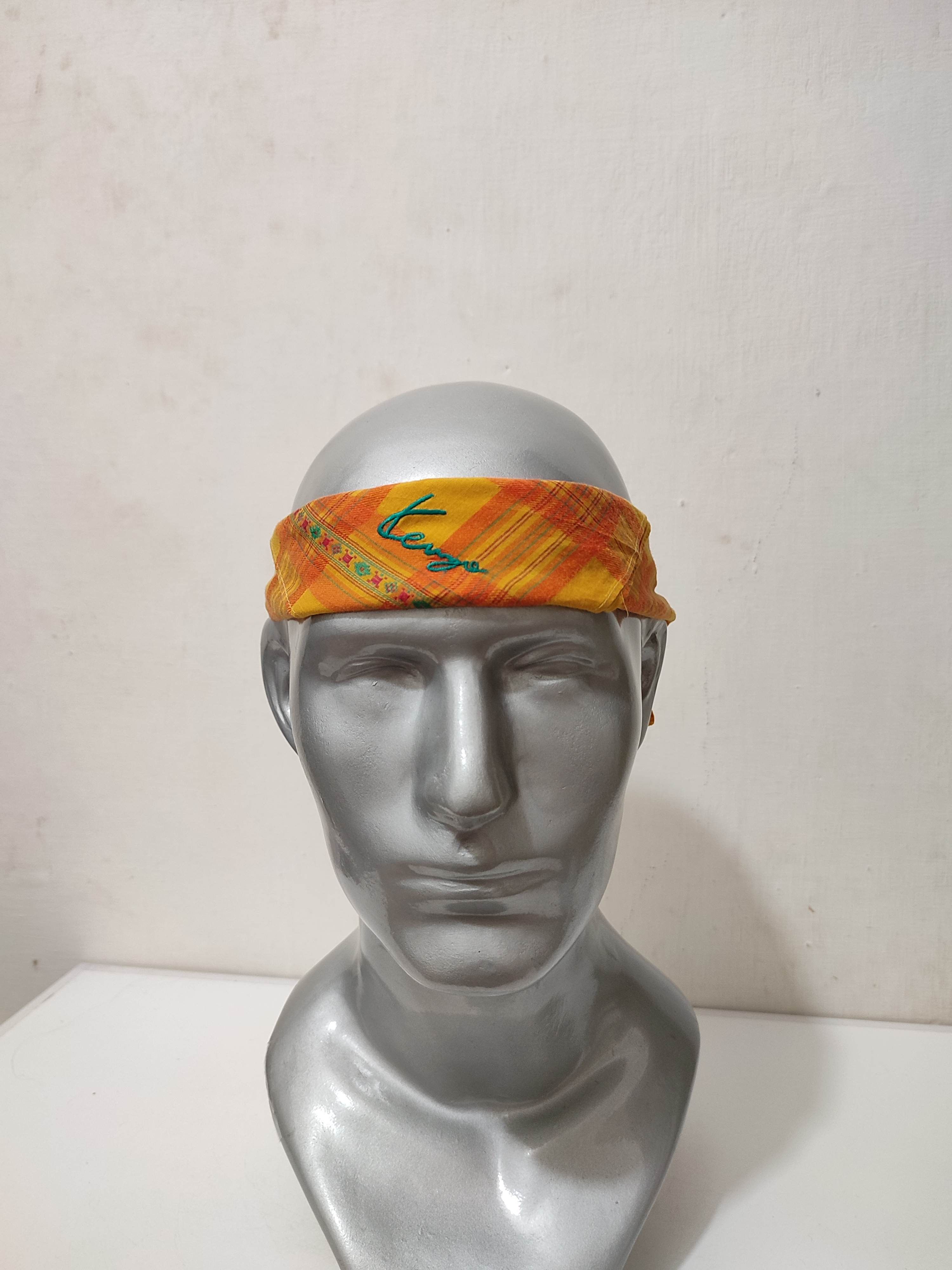 Kenzo Kenzo Orange Check Handkerchief Neckerchief Bandana masked Size ONE SIZE - 1 Thumbnail