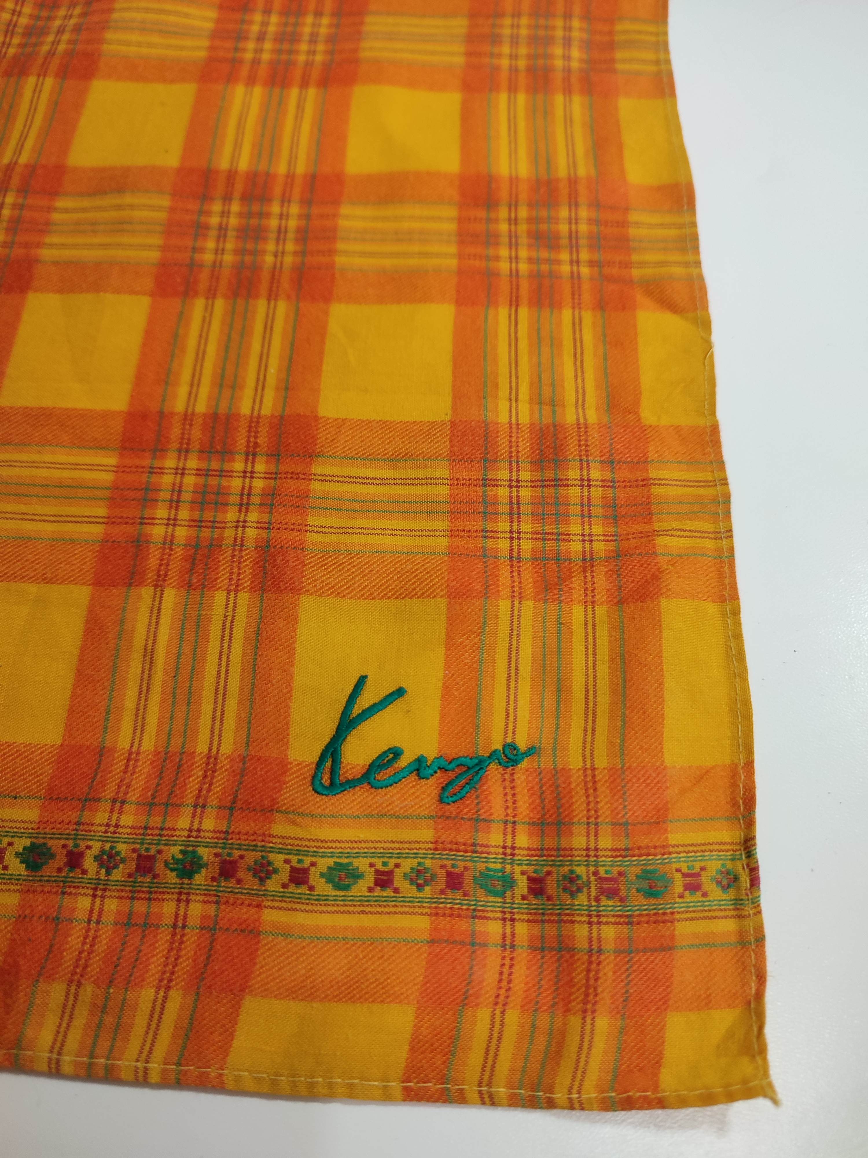 Kenzo Kenzo Orange Check Handkerchief Neckerchief Bandana masked Size ONE SIZE - 8 Thumbnail