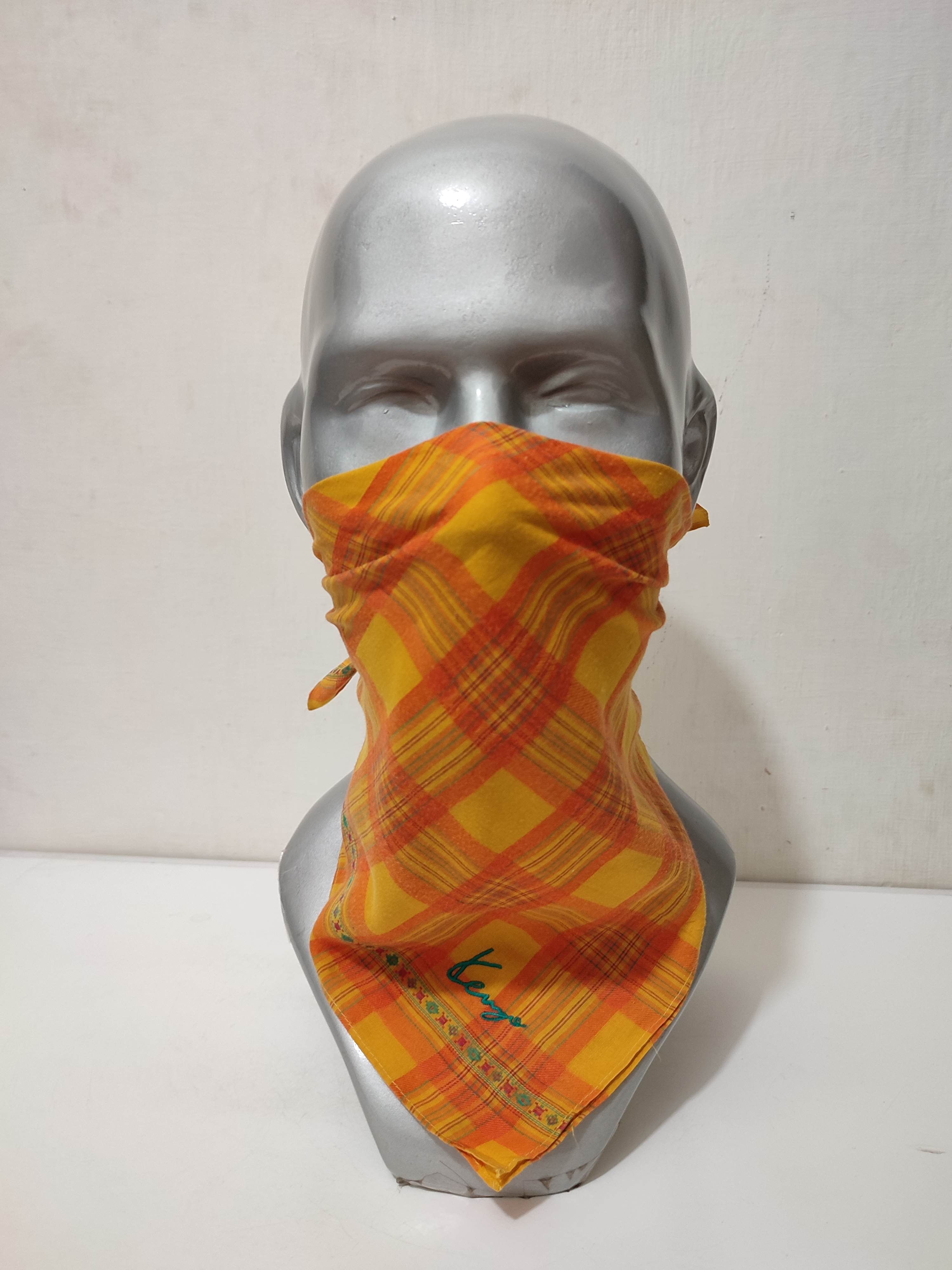 Kenzo Kenzo Orange Check Handkerchief Neckerchief Bandana masked Size ONE SIZE - 4 Thumbnail