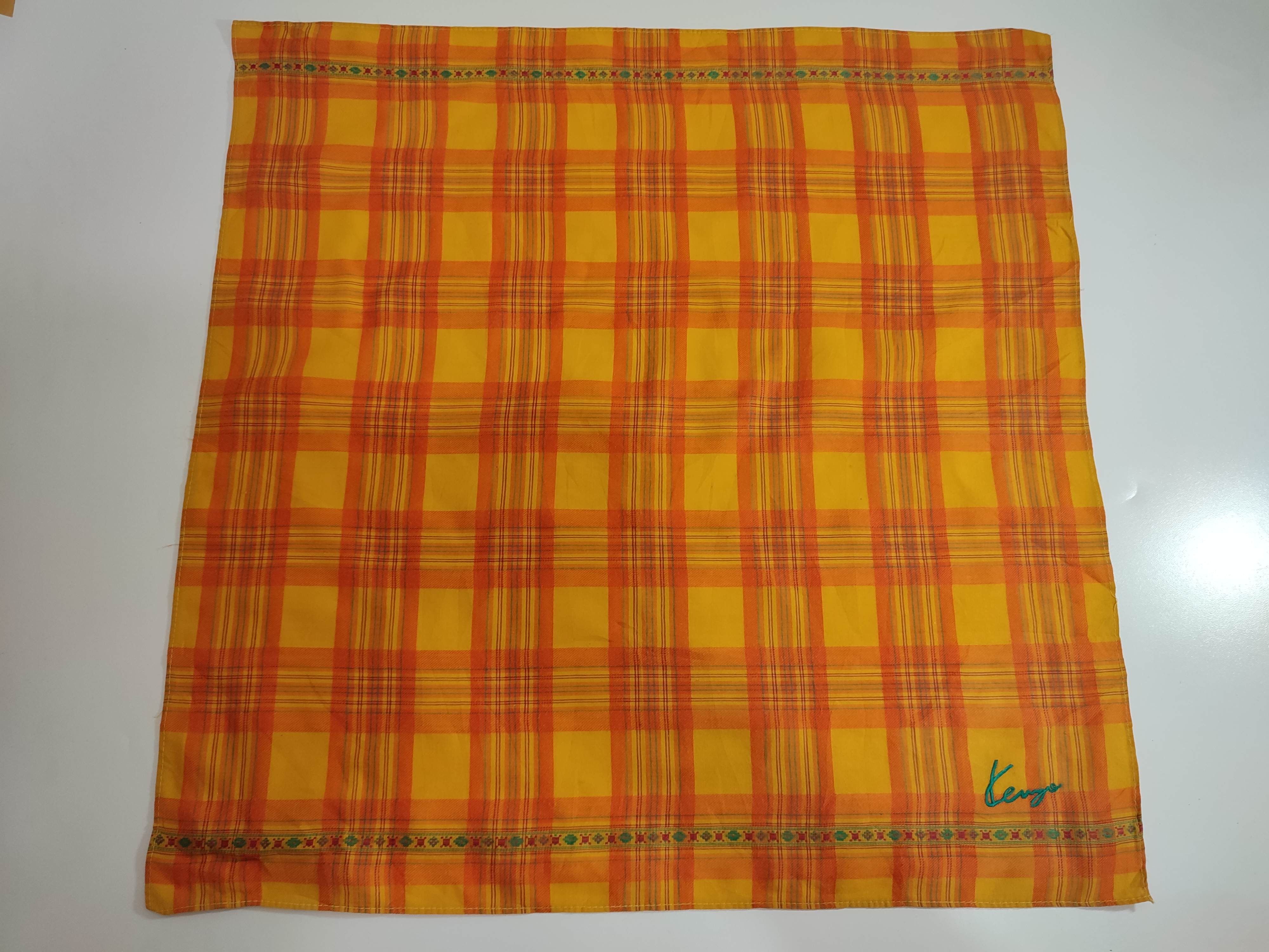 Kenzo Kenzo Orange Check Handkerchief Neckerchief Bandana masked Size ONE SIZE - 7 Thumbnail