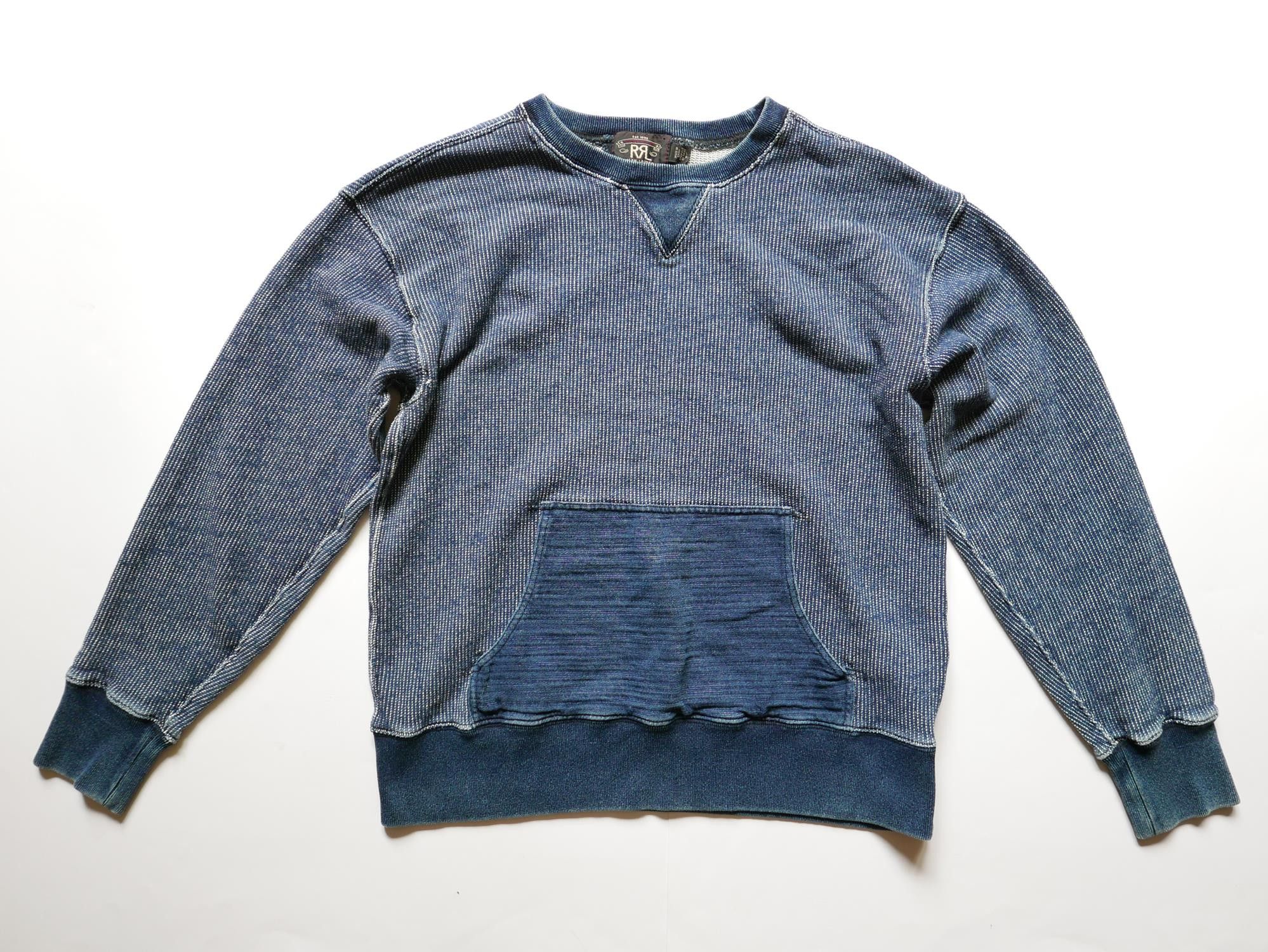 image of Rrl Ralph Lauren Double Ralph Laurent Rrl Crewneck Sweatshirt Distressed M in Blue (Size Medium)