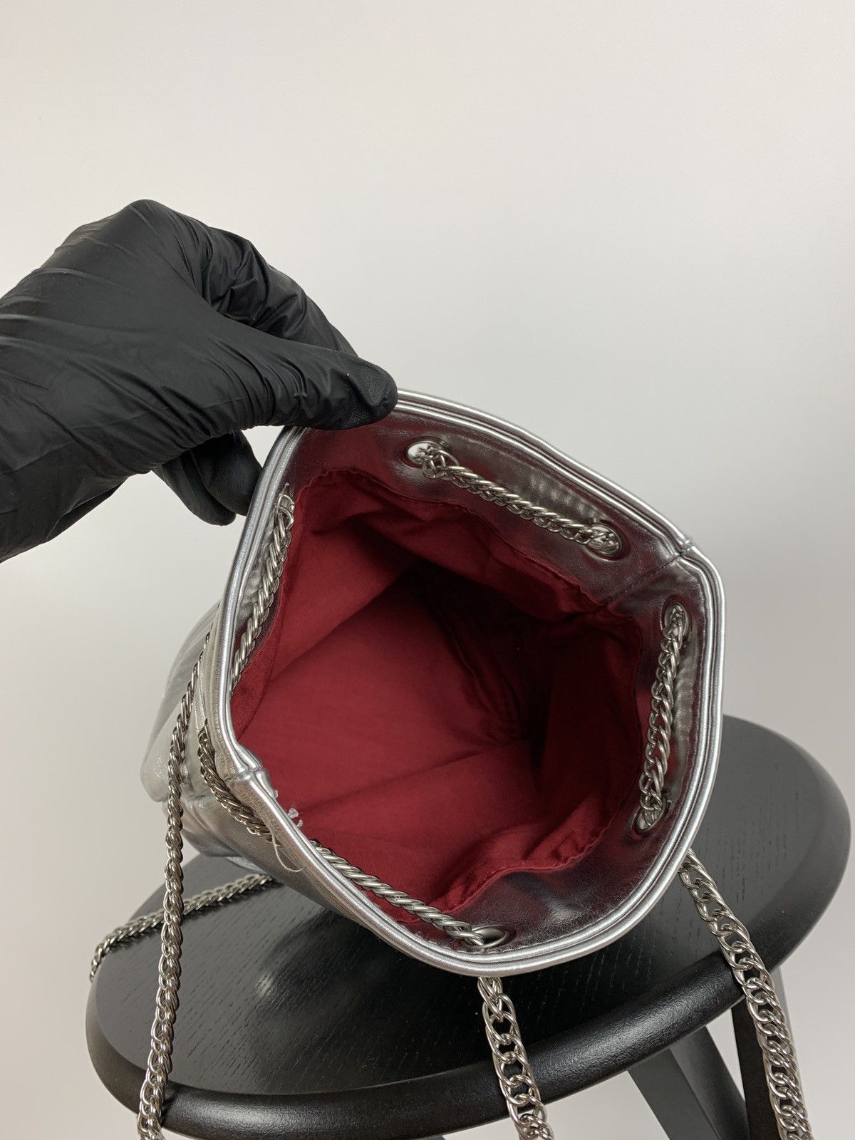 Jean Paul Gaultier Jean Paul Gaultier Metallic Silver Bucket Chain Bag Size ONE SIZE - 19 Thumbnail