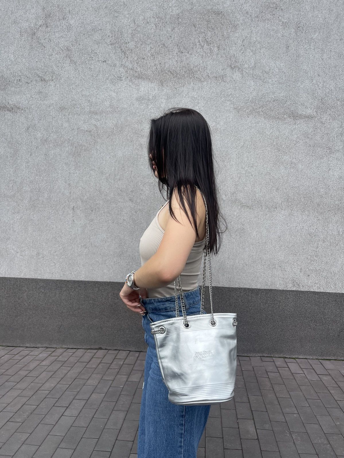 Jean Paul Gaultier Jean Paul Gaultier Metallic Silver Bucket Chain Bag Size ONE SIZE - 1 Thumbnail