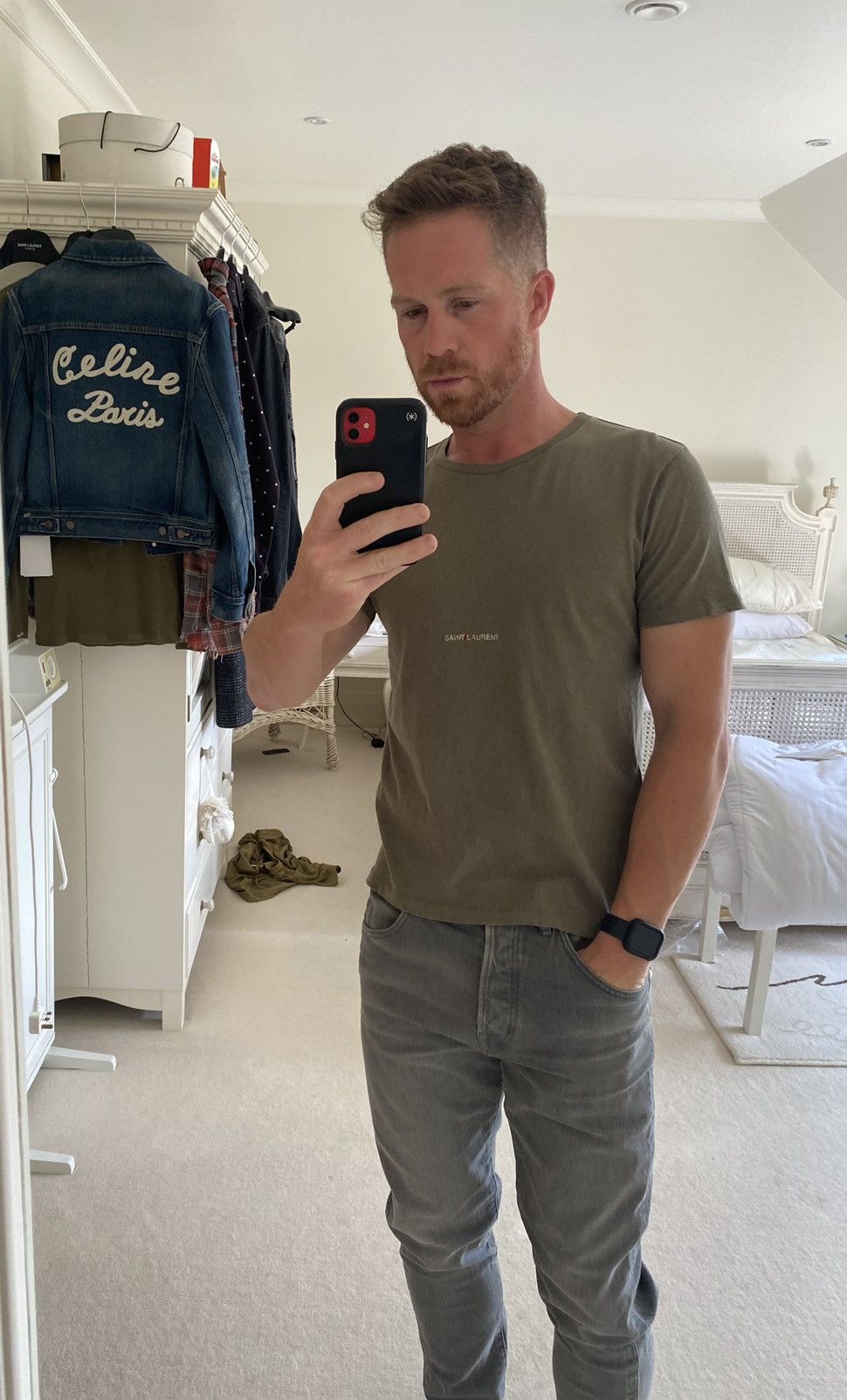 Saint Laurent Paris $550 Saint Laurent Rive Gauche logo t shirt olive khaki Size US S / EU 44-46 / 1 - 3 Thumbnail