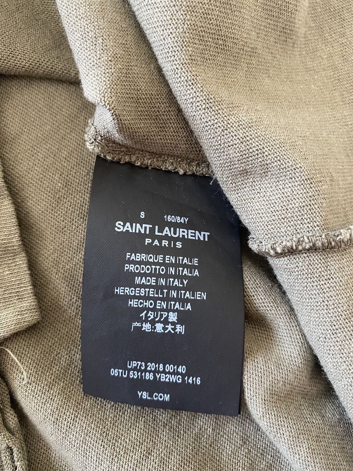Saint Laurent Paris $550 Saint Laurent Rive Gauche logo t shirt olive khaki Size US S / EU 44-46 / 1 - 10 Thumbnail