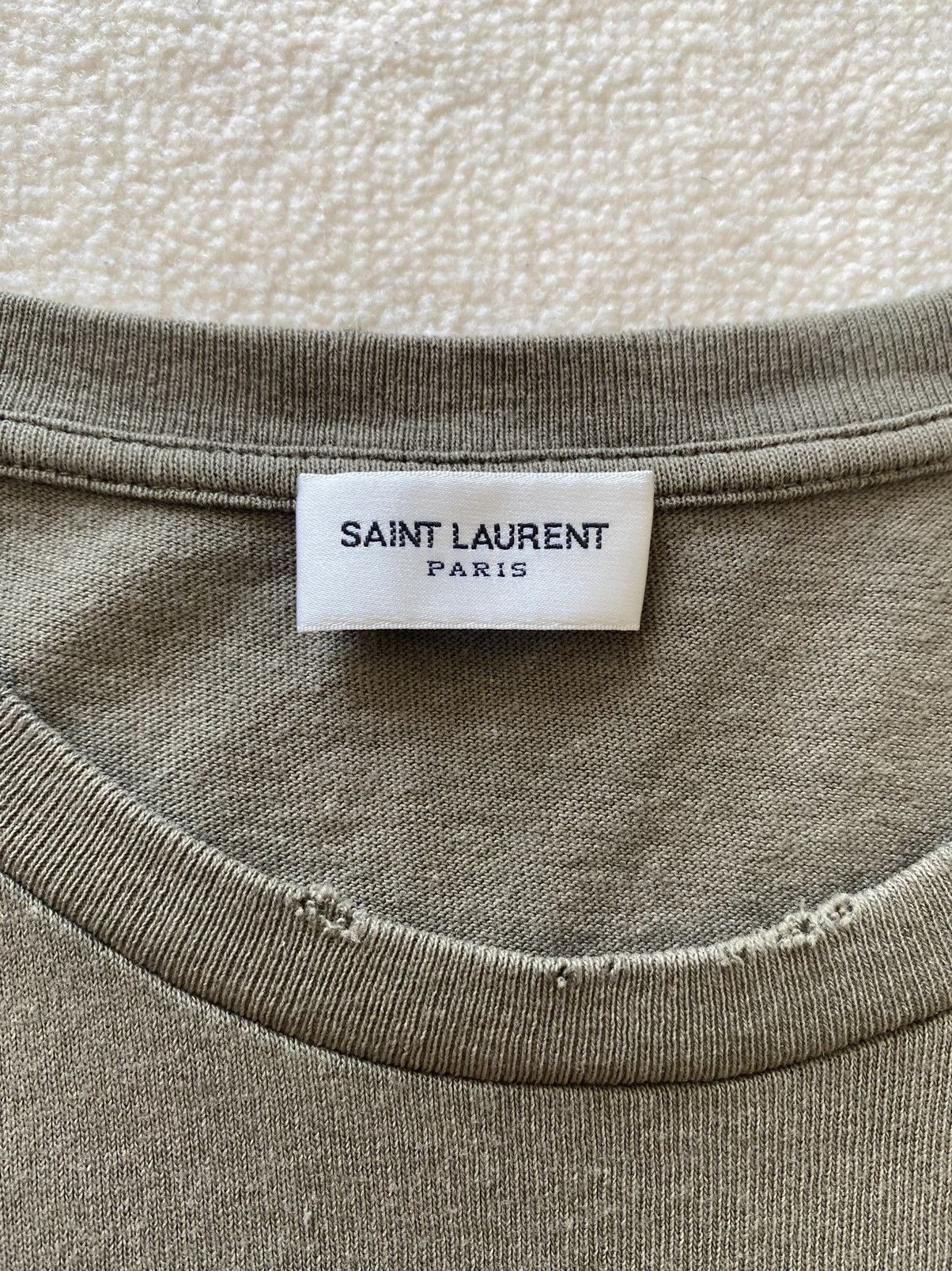 Saint Laurent Paris $550 Saint Laurent Rive Gauche logo t shirt olive khaki Size US S / EU 44-46 / 1 - 9 Thumbnail