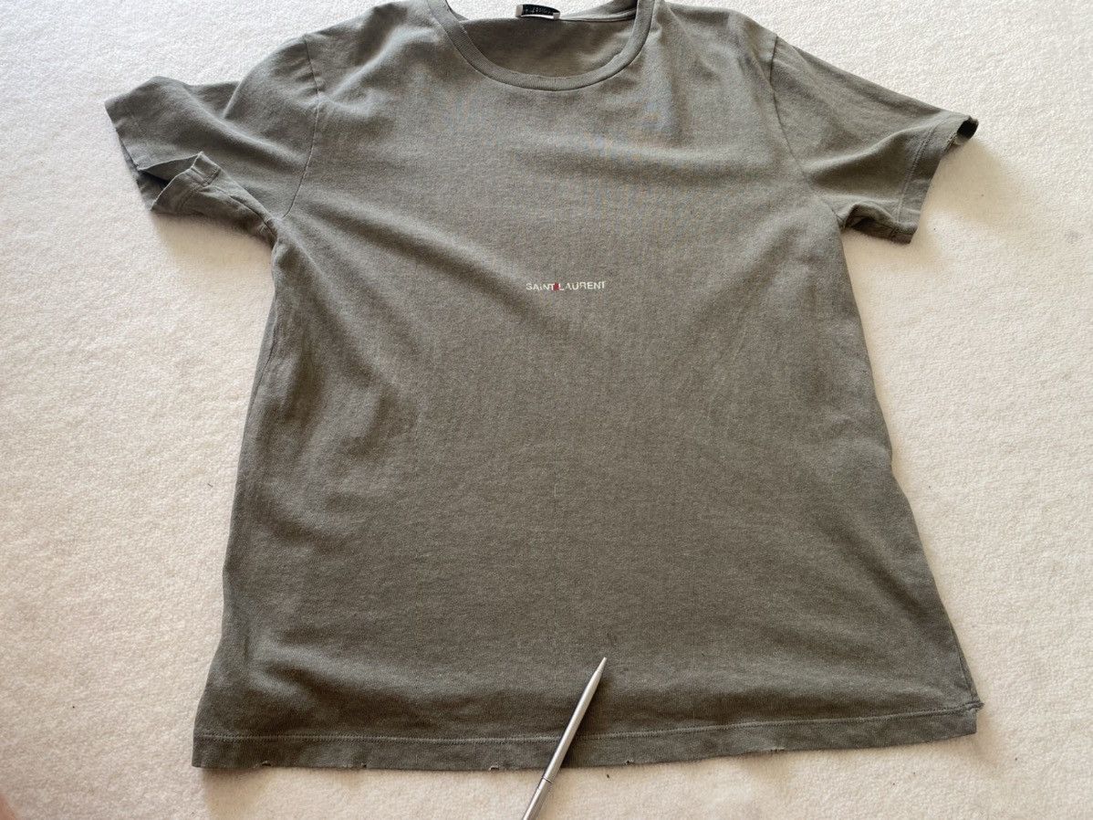 Saint Laurent Paris $550 Saint Laurent Rive Gauche logo t shirt olive khaki Size US S / EU 44-46 / 1 - 22 Thumbnail