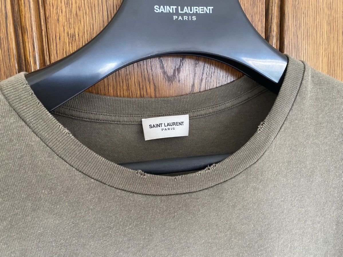 Saint Laurent Paris $550 Saint Laurent Rive Gauche logo t shirt olive khaki Size US S / EU 44-46 / 1 - 13 Thumbnail