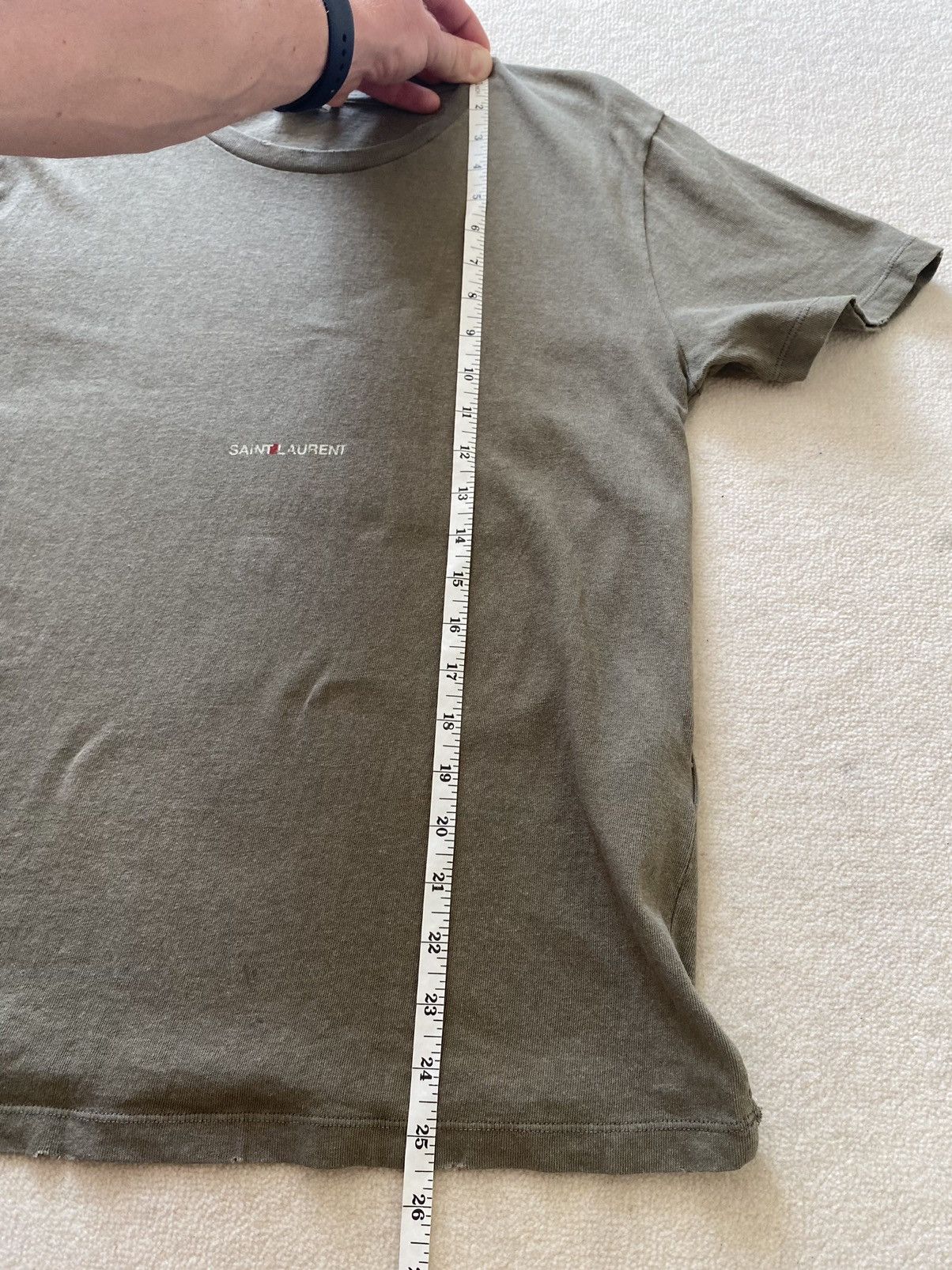 Saint Laurent Paris $550 Saint Laurent Rive Gauche logo t shirt olive khaki Size US S / EU 44-46 / 1 - 8 Thumbnail