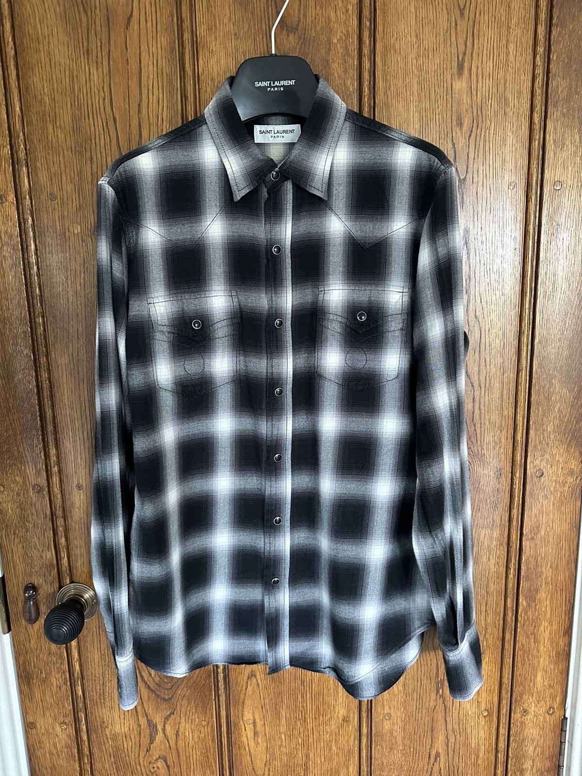 Saint Laurent Paris $690🤑 Saint Laurent black white flannel plaid shirt checked Size US S / EU 44-46 / 1 - 4 Thumbnail