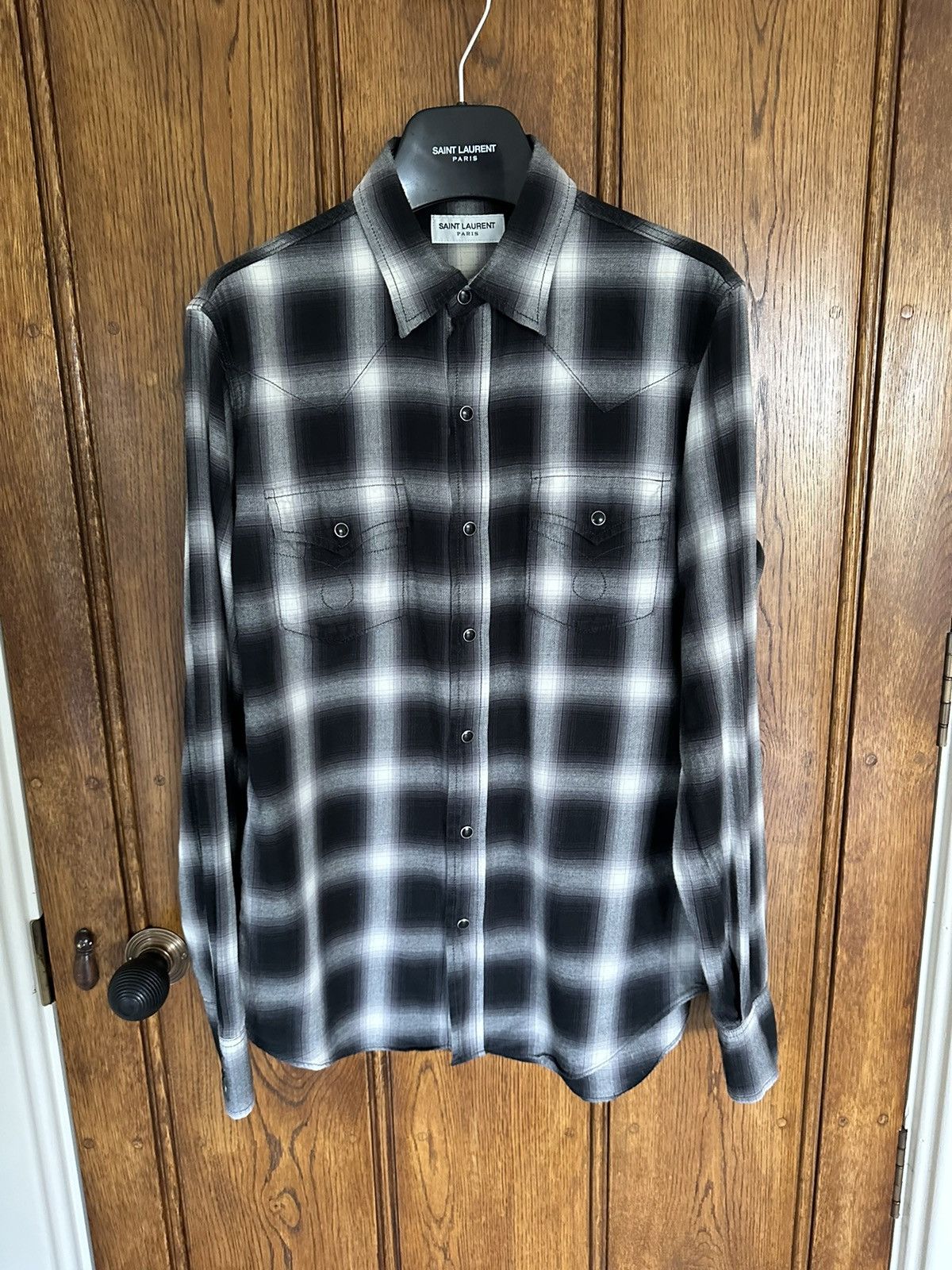 Saint Laurent Paris $690🤑 Saint Laurent black white flannel plaid shirt checked Size US S / EU 44-46 / 1 - 1 Thumbnail