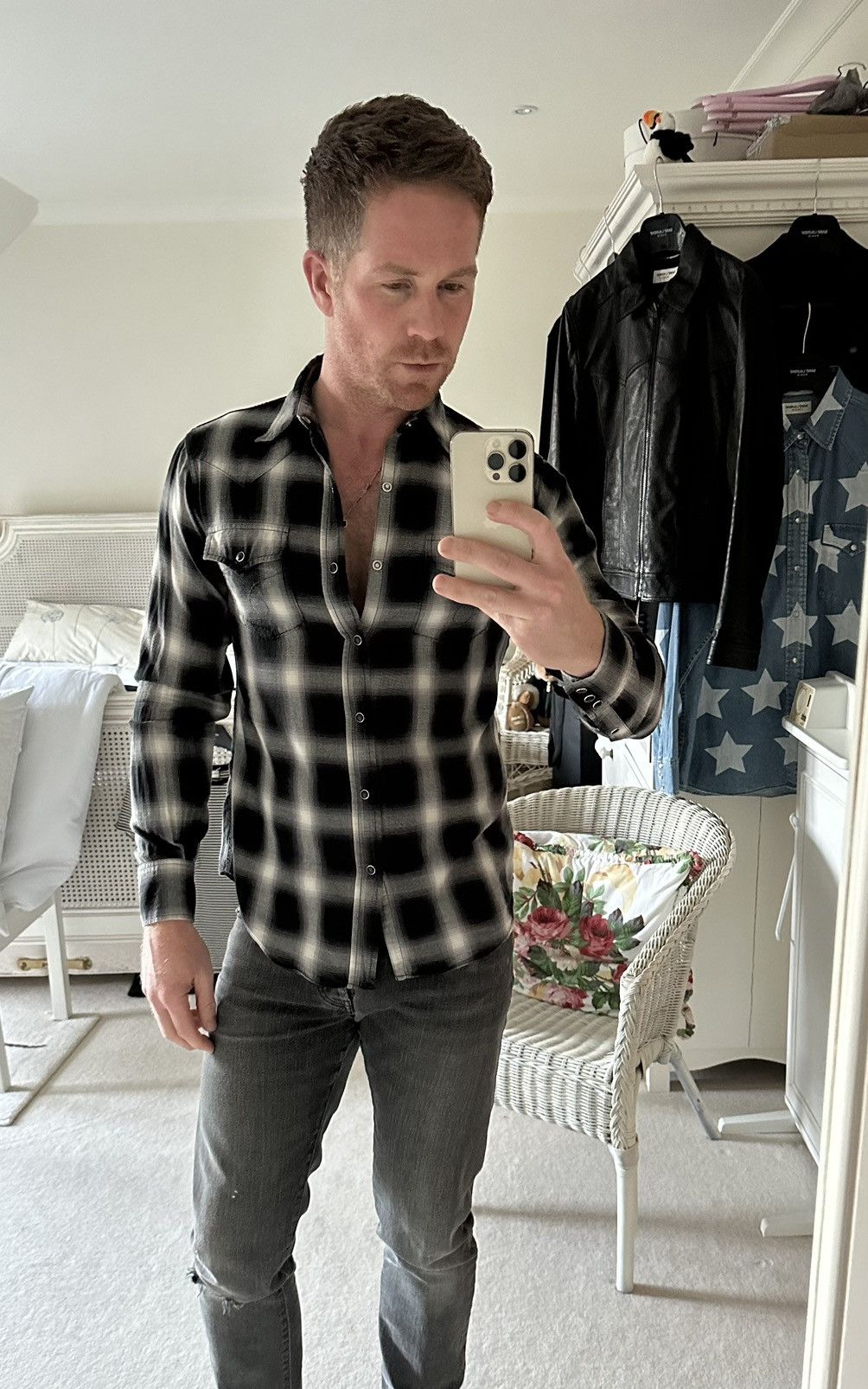 Saint Laurent Paris $690🤑 Saint Laurent black white flannel plaid shirt checked Size US S / EU 44-46 / 1 - 2 Thumbnail
