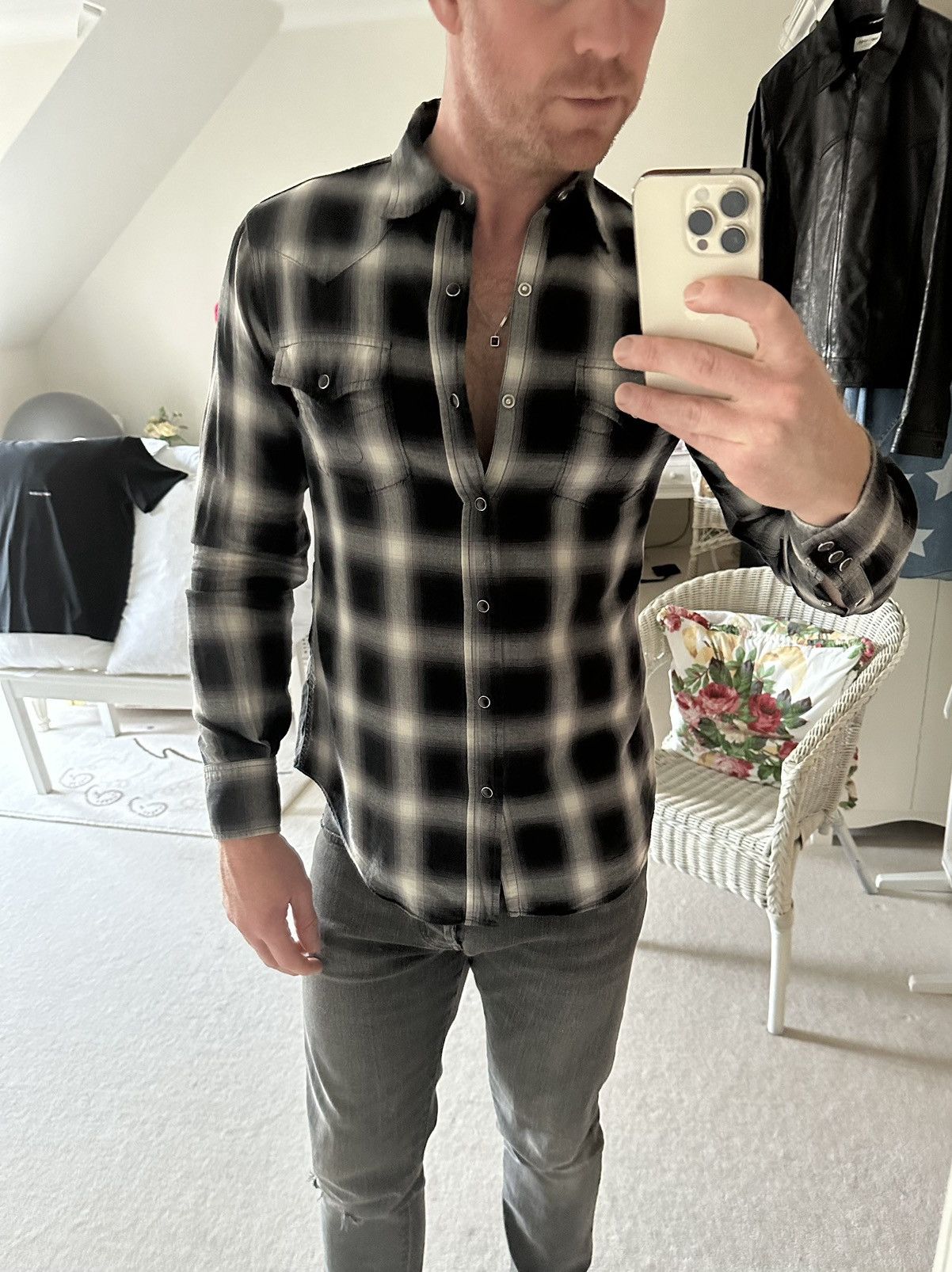 Saint Laurent Paris $690🤑 Saint Laurent black white flannel plaid shirt checked Size US S / EU 44-46 / 1 - 3 Thumbnail