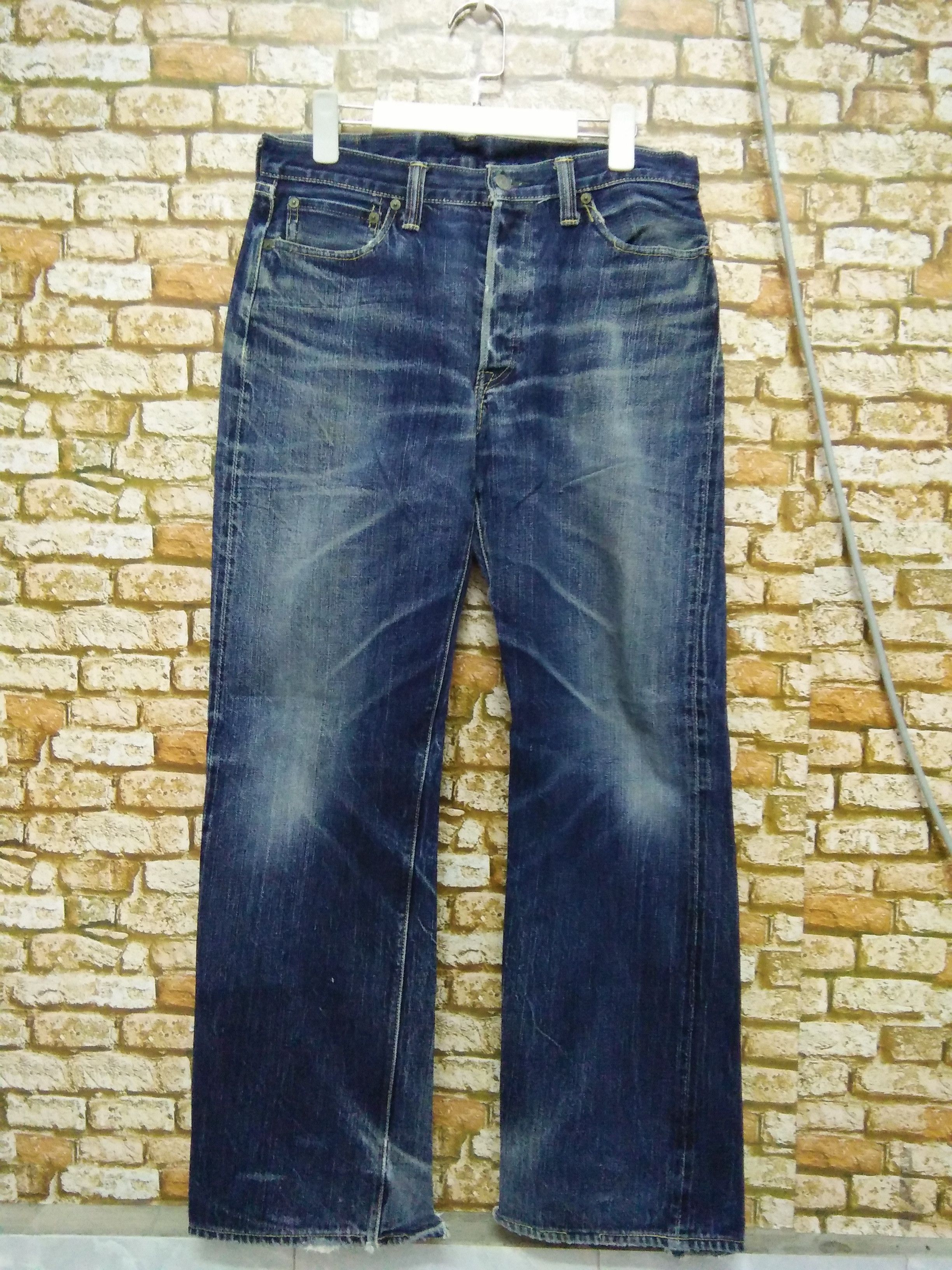 image of Distressed Denim x The Flat Head Denim Selvedge Japan Waist 32 (A821) in Blue, Men's