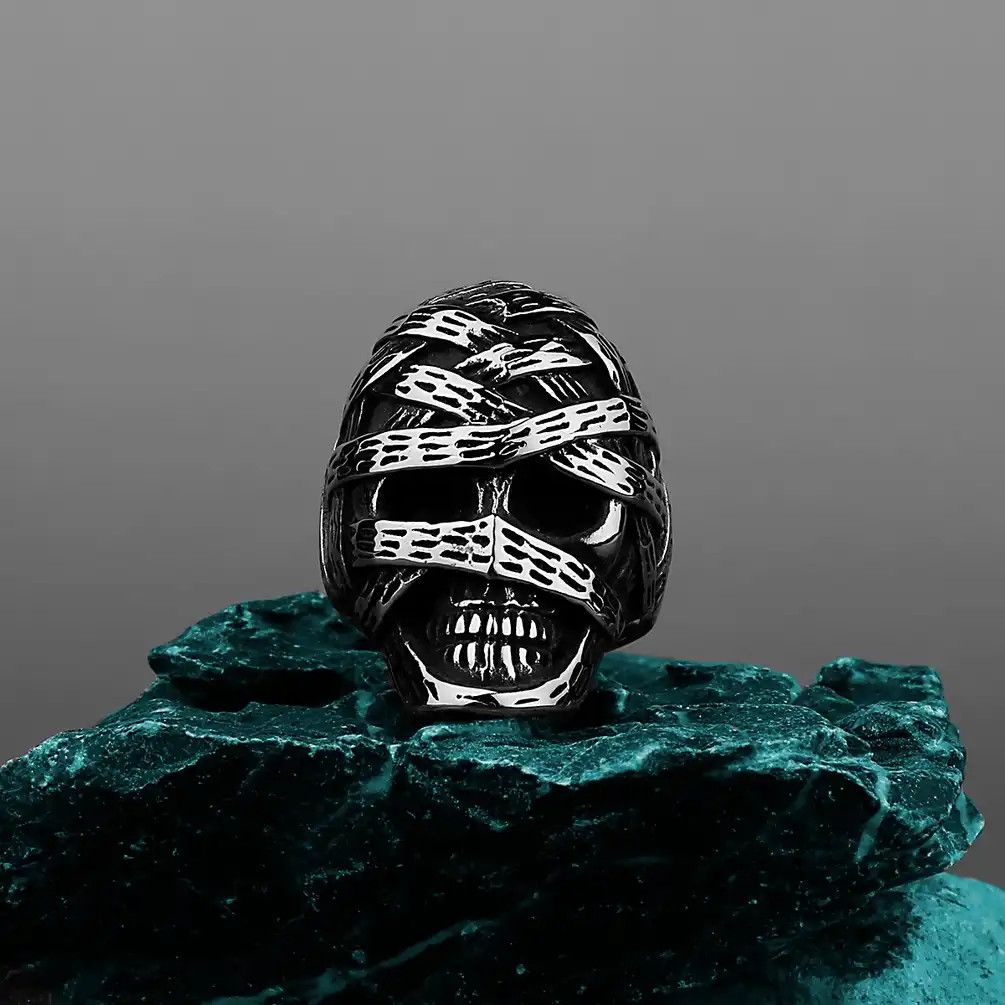 Jewelry Ancient Egypt Mummy Skull Ring Size ONE SIZE - 2 Thumbnail