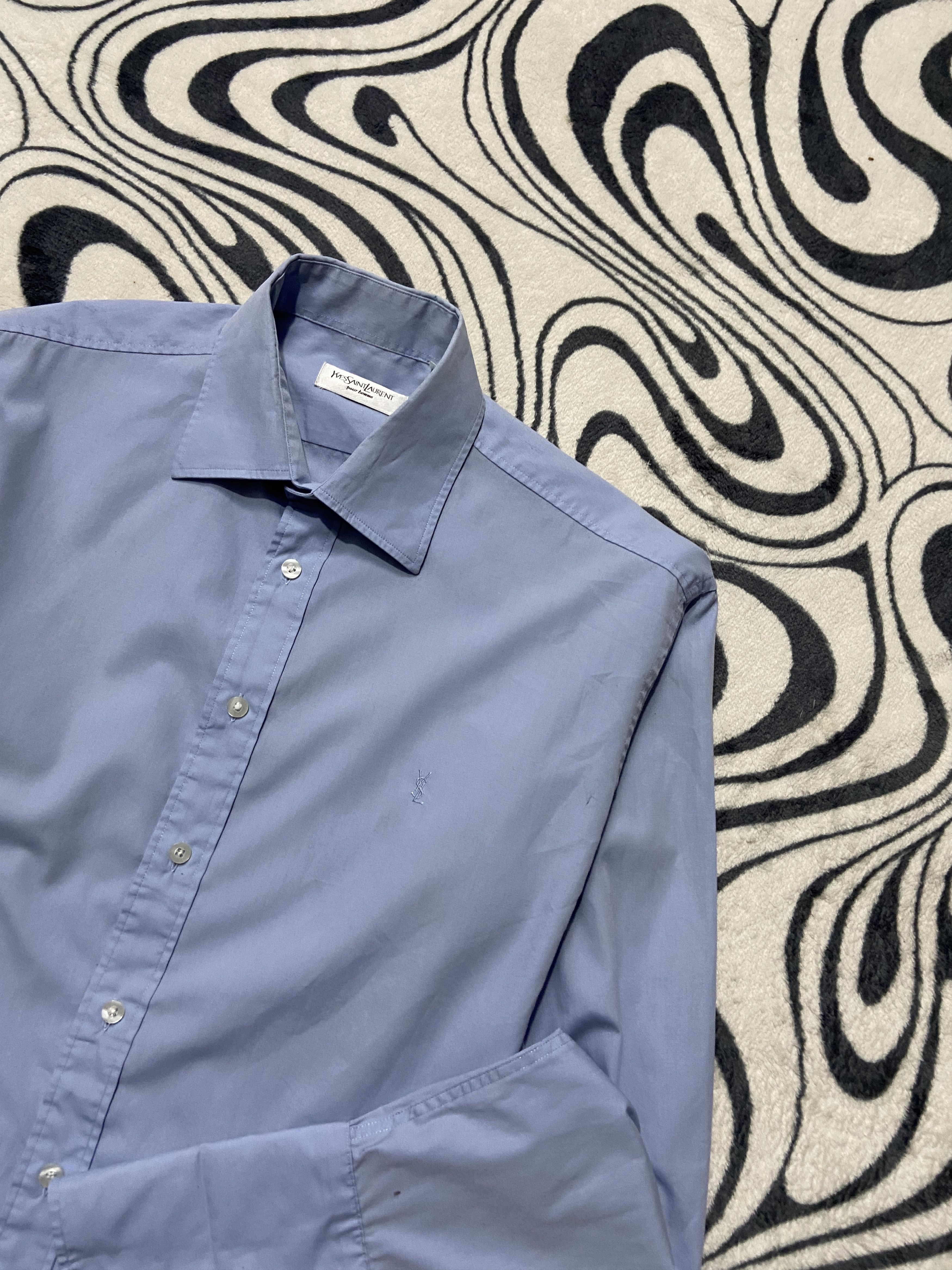 Yves Saint Laurent Yves Saint Laurent YSL Men's Long Sleeve Shirt on cuffkins Size US XL / EU 56 / 4 - 2 Thumbnail