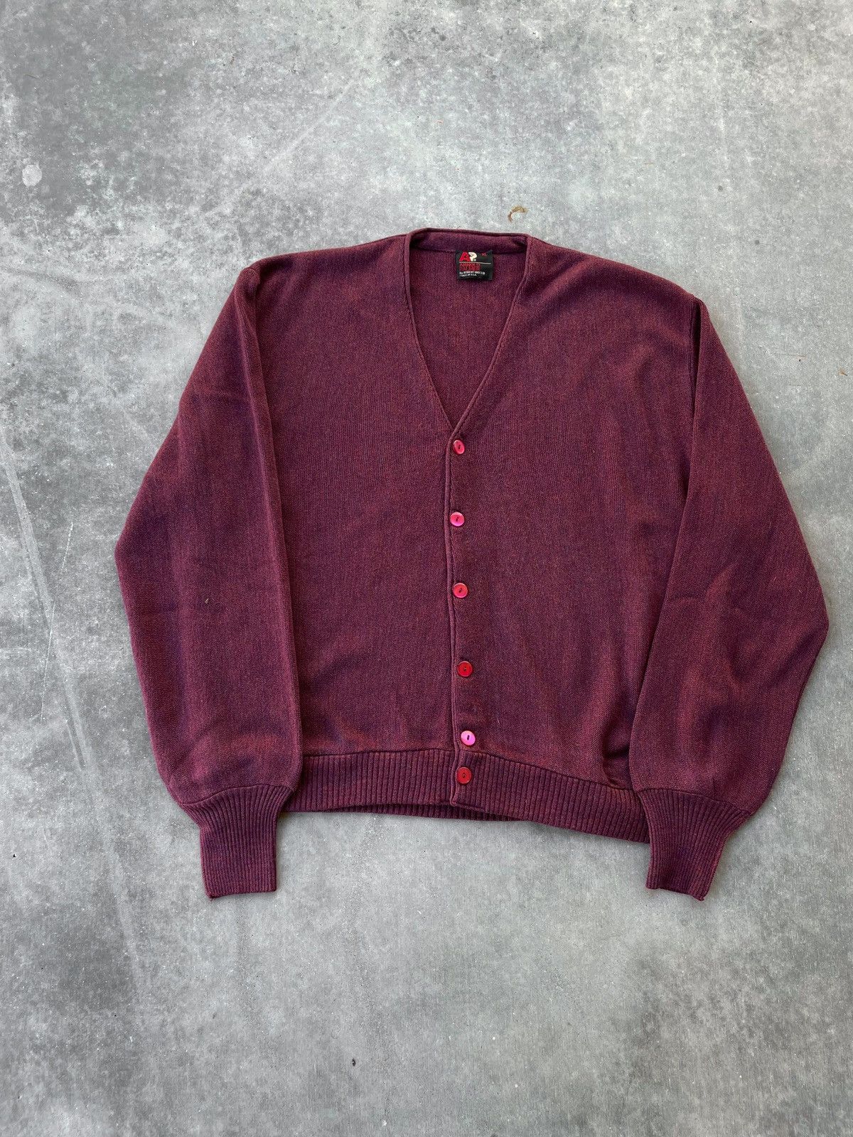 Vintage Vintage 70's Maroon Red Acrylic Cardigan Size US L / EU 52-54 / 3 - 1 Thumbnail