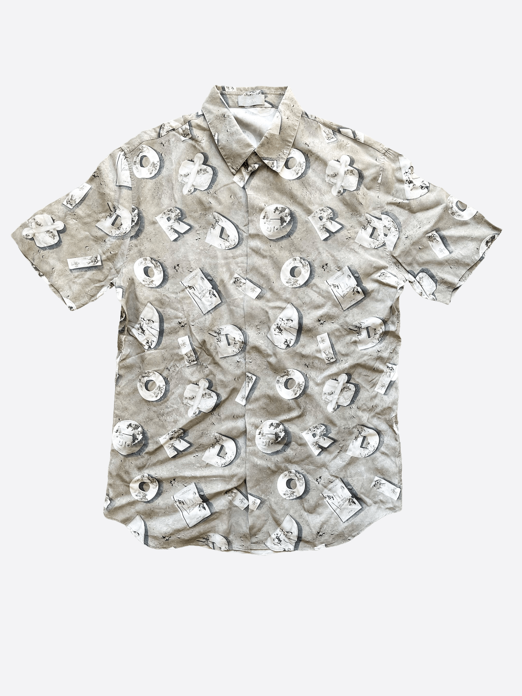 image of Dior X Daniel Arsham Lunar Print Short Sleeve in Grey, Men's (Size Small)