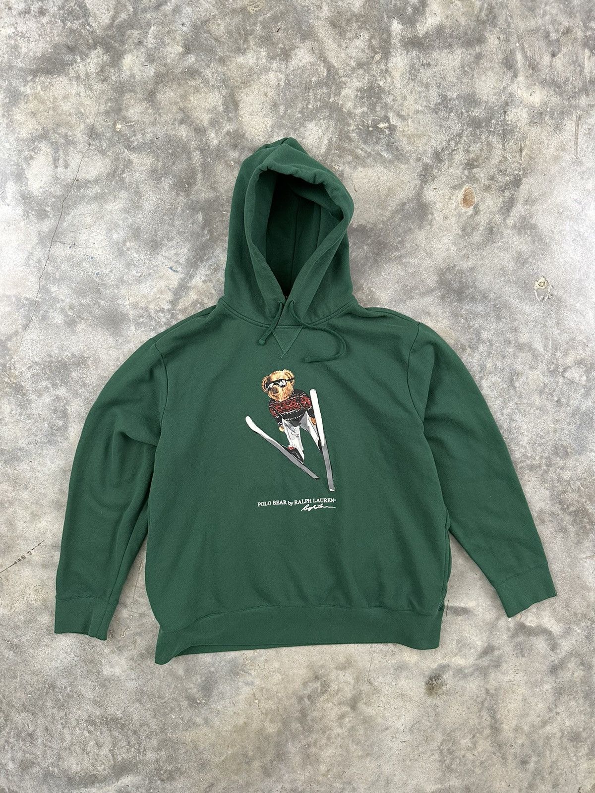 image of Polo Ralph Laurent Forest Green Ski Bear Hoodie 2Xl / , Men's