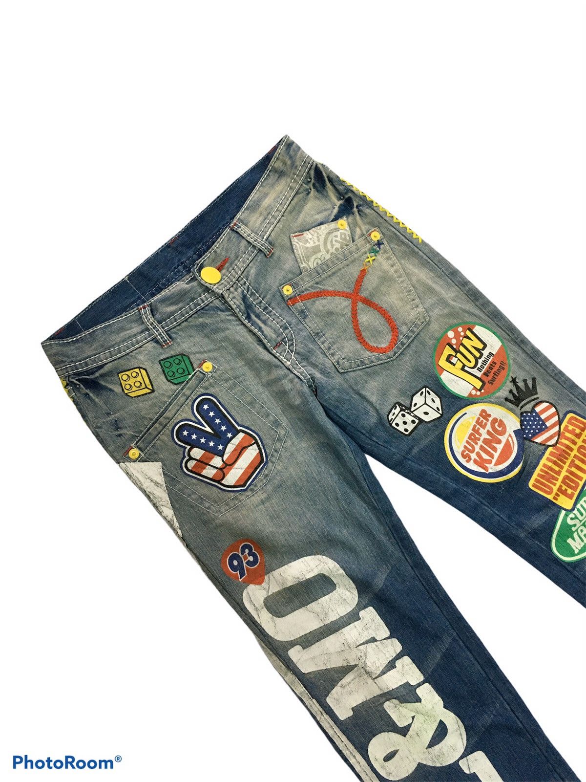 Designer × Japanese Brand 🔥HOT🔥Japan Brand Distressed Printed Denim Sashiko Stich Size US 32 / EU 48 - 3 Thumbnail
