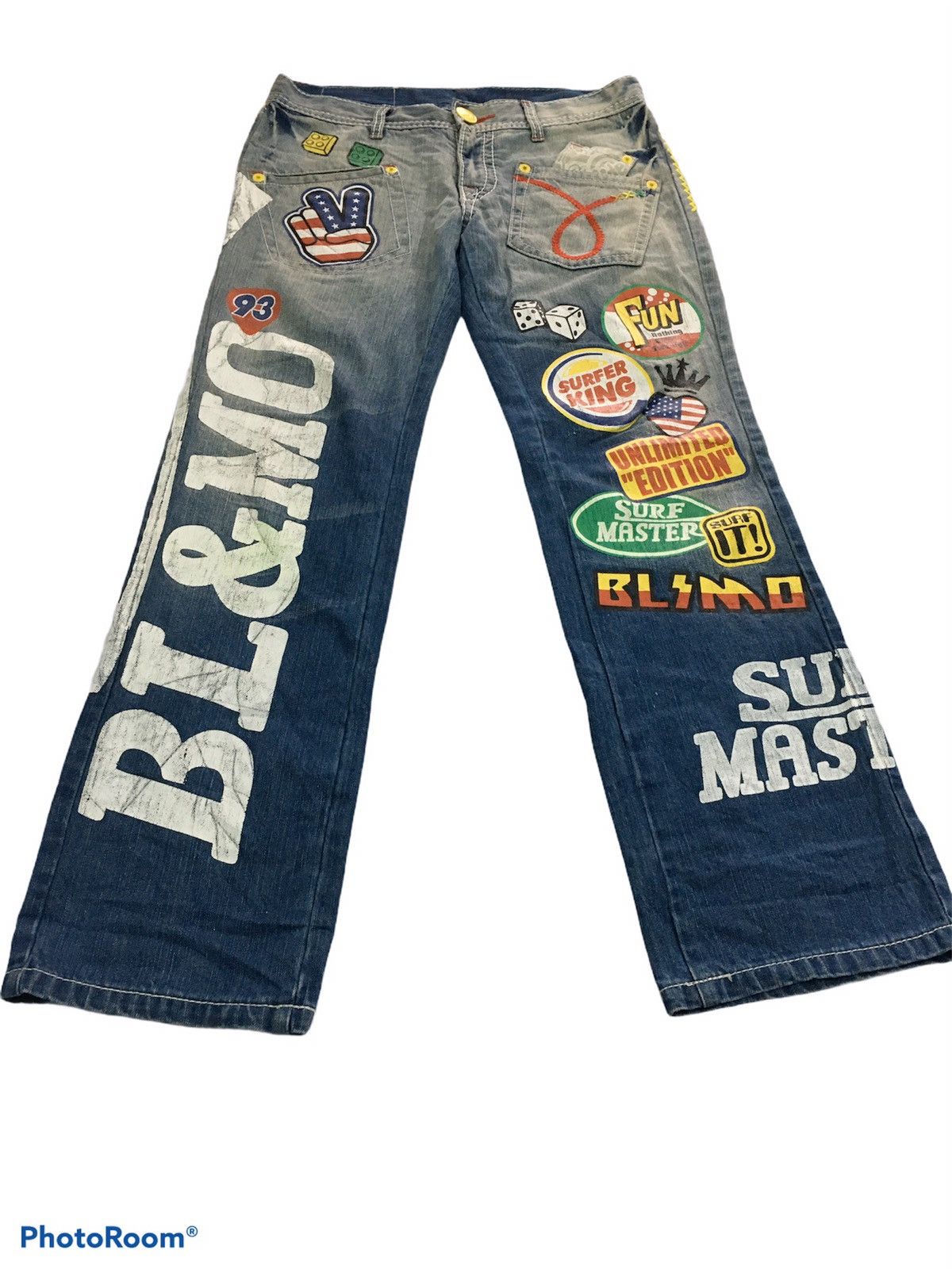 Designer × Japanese Brand 🔥HOT🔥Japan Brand Distressed Printed Denim Sashiko Stich Size US 32 / EU 48 - 2 Thumbnail