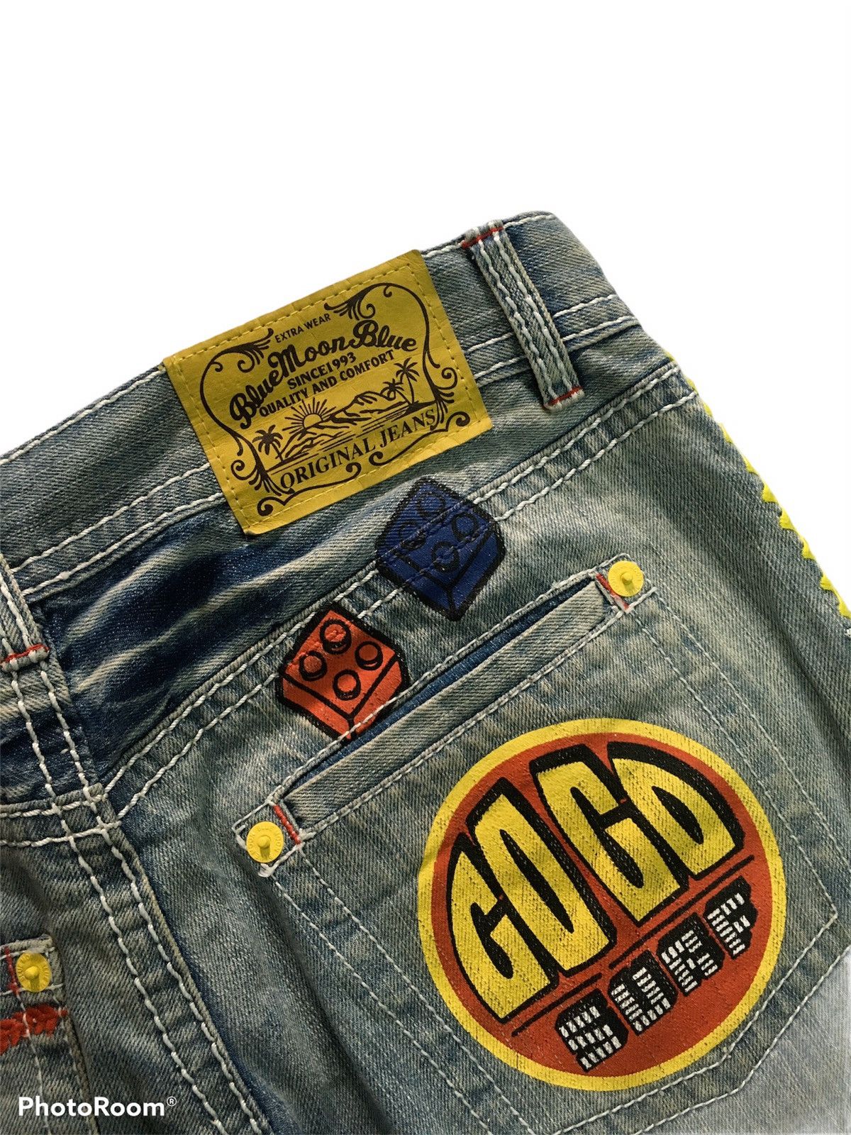 Designer × Japanese Brand 🔥HOT🔥Japan Brand Distressed Printed Denim Sashiko Stich Size US 32 / EU 48 - 7 Thumbnail