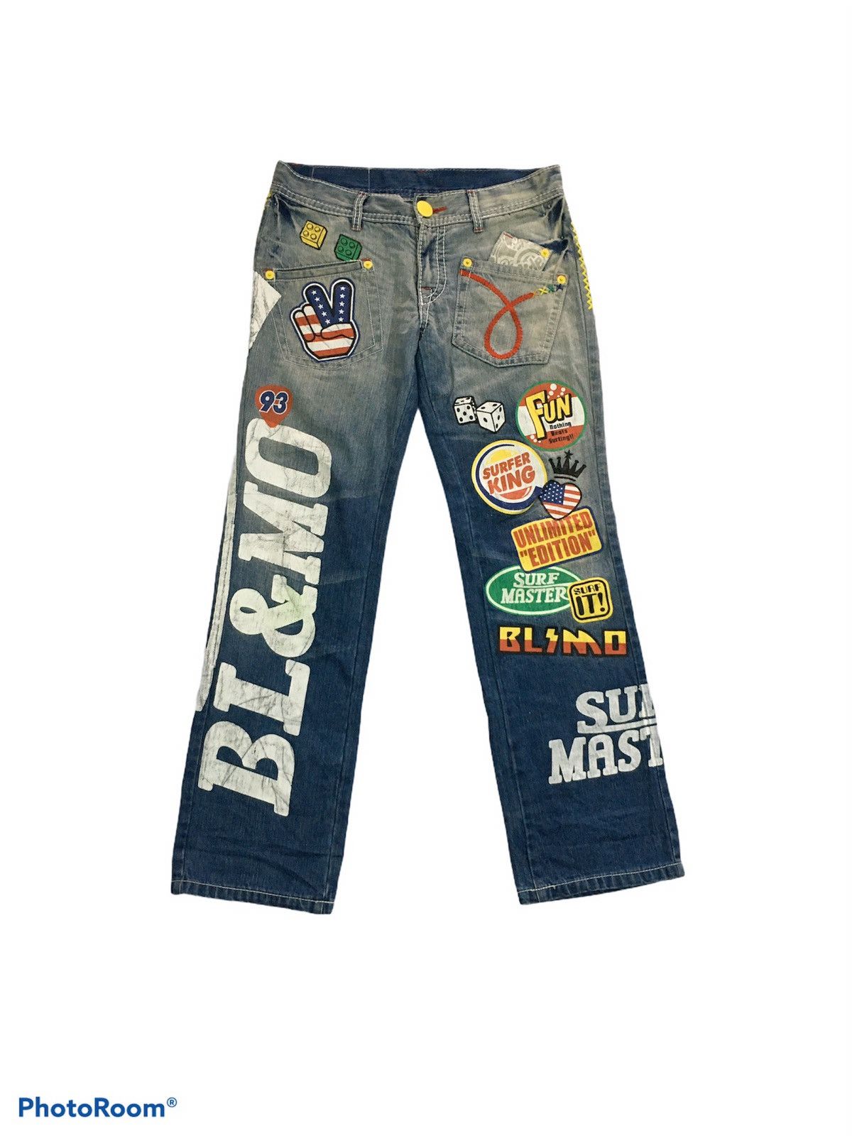 Designer × Japanese Brand 🔥HOT🔥Japan Brand Distressed Printed Denim Sashiko Stich Size US 32 / EU 48 - 1 Thumbnail