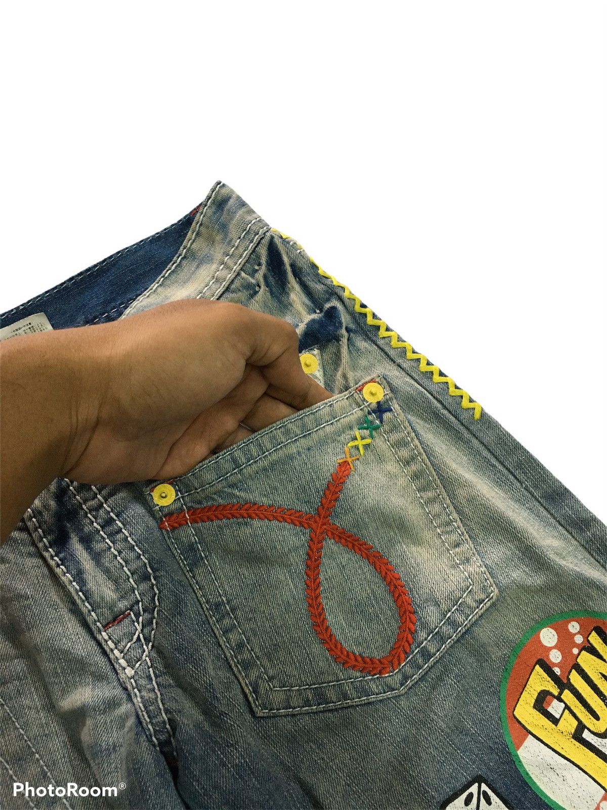 Designer × Japanese Brand 🔥HOT🔥Japan Brand Distressed Printed Denim Sashiko Stich Size US 32 / EU 48 - 5 Thumbnail