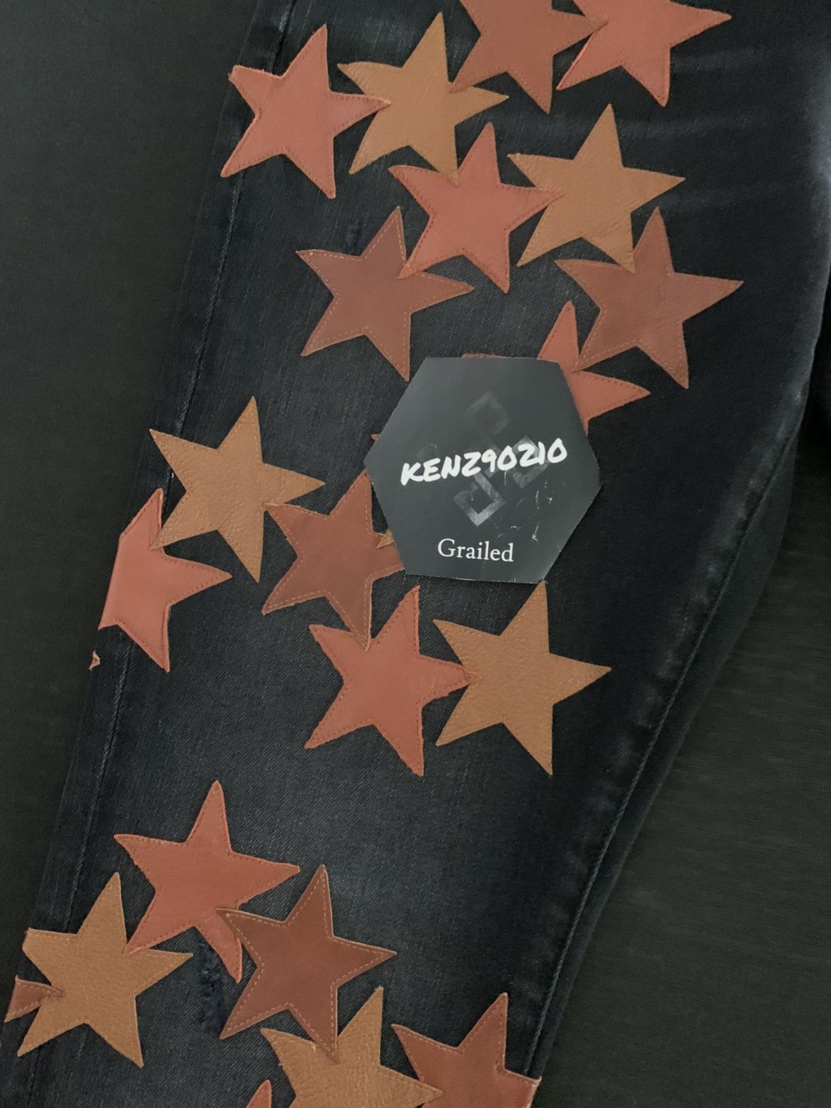 Amiri AMIRI Brown Leather Star Appliqué Chemist Jeans Size US 32 / EU 48 - 2 Thumbnail