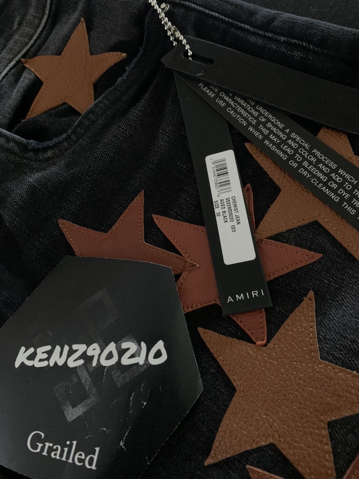 Amiri AMIRI Brown Leather Star Appliqué Chemist Jeans Size US 32 / EU 48 - 4 Thumbnail