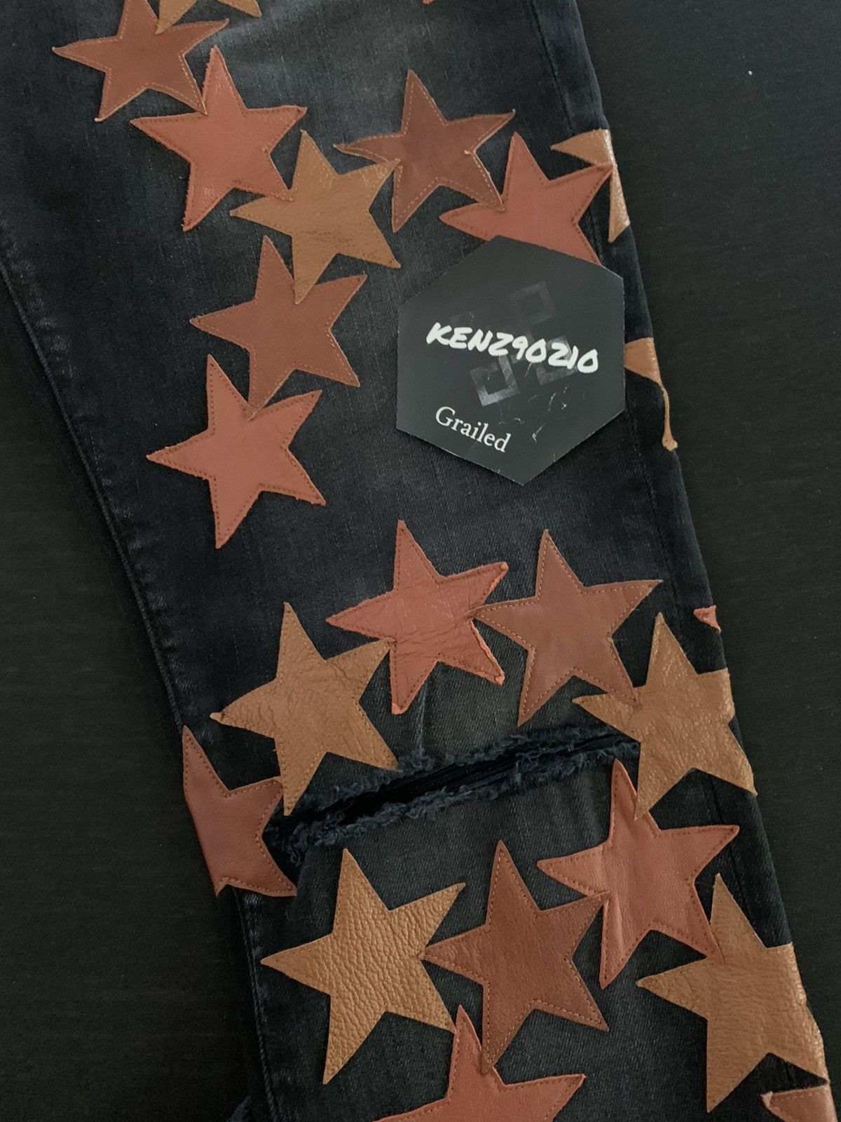Amiri AMIRI Brown Leather Star Appliqué Chemist Jeans Size US 32 / EU 48 - 3 Thumbnail