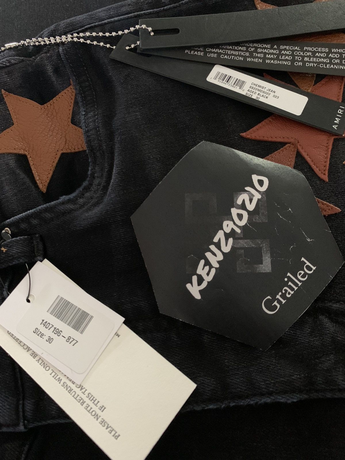 Amiri AMIRI Brown Leather Star Appliqué Chemist Jeans Size US 30 / EU 46 - 4 Thumbnail